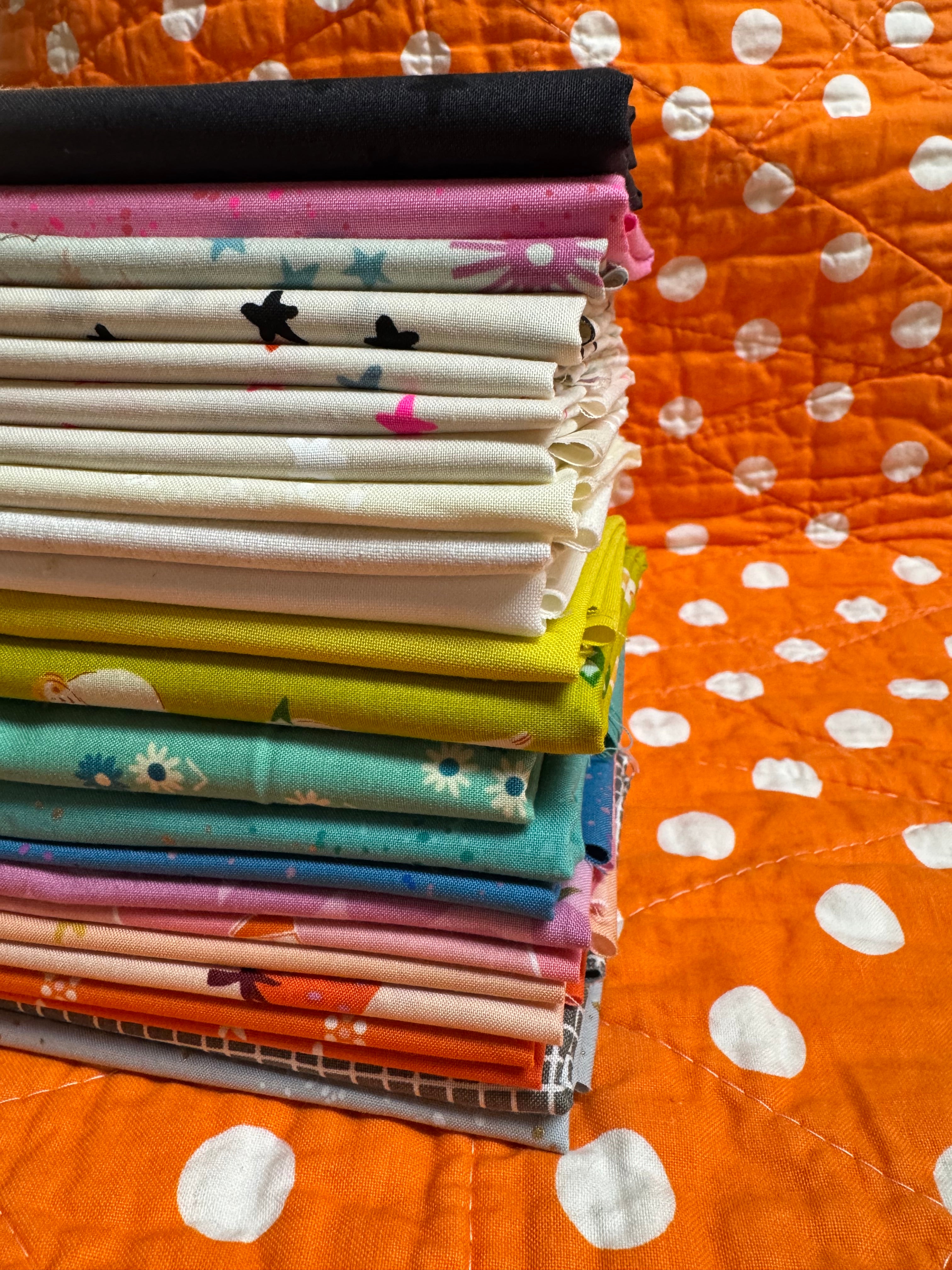 Playful Ghost Party Quilt Kit- Bright Rainbow Palette for Woolly Petals Pattern