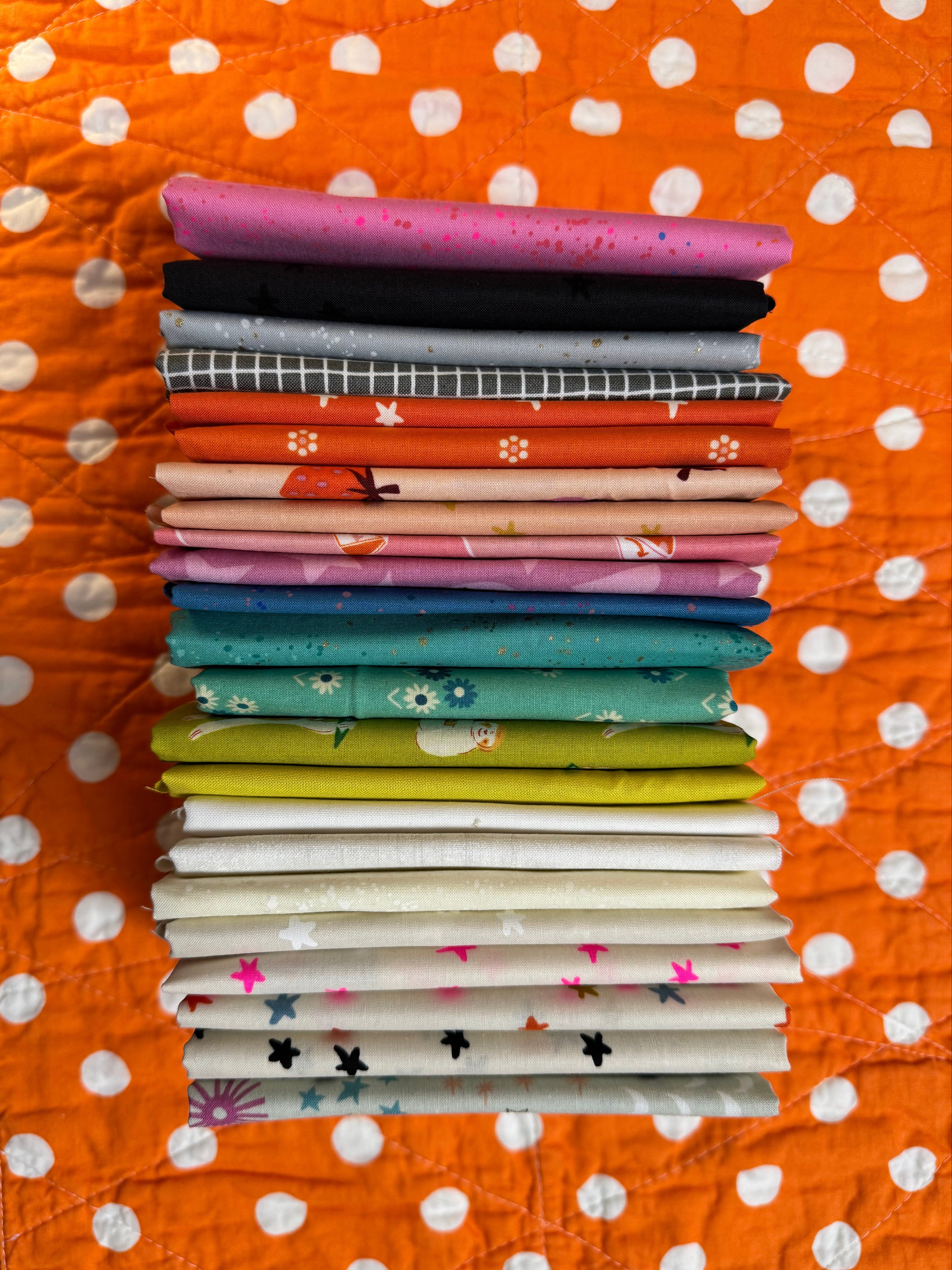 Playful Ghost Party Quilt Kit- Bright Rainbow Palette for Woolly Petals Pattern