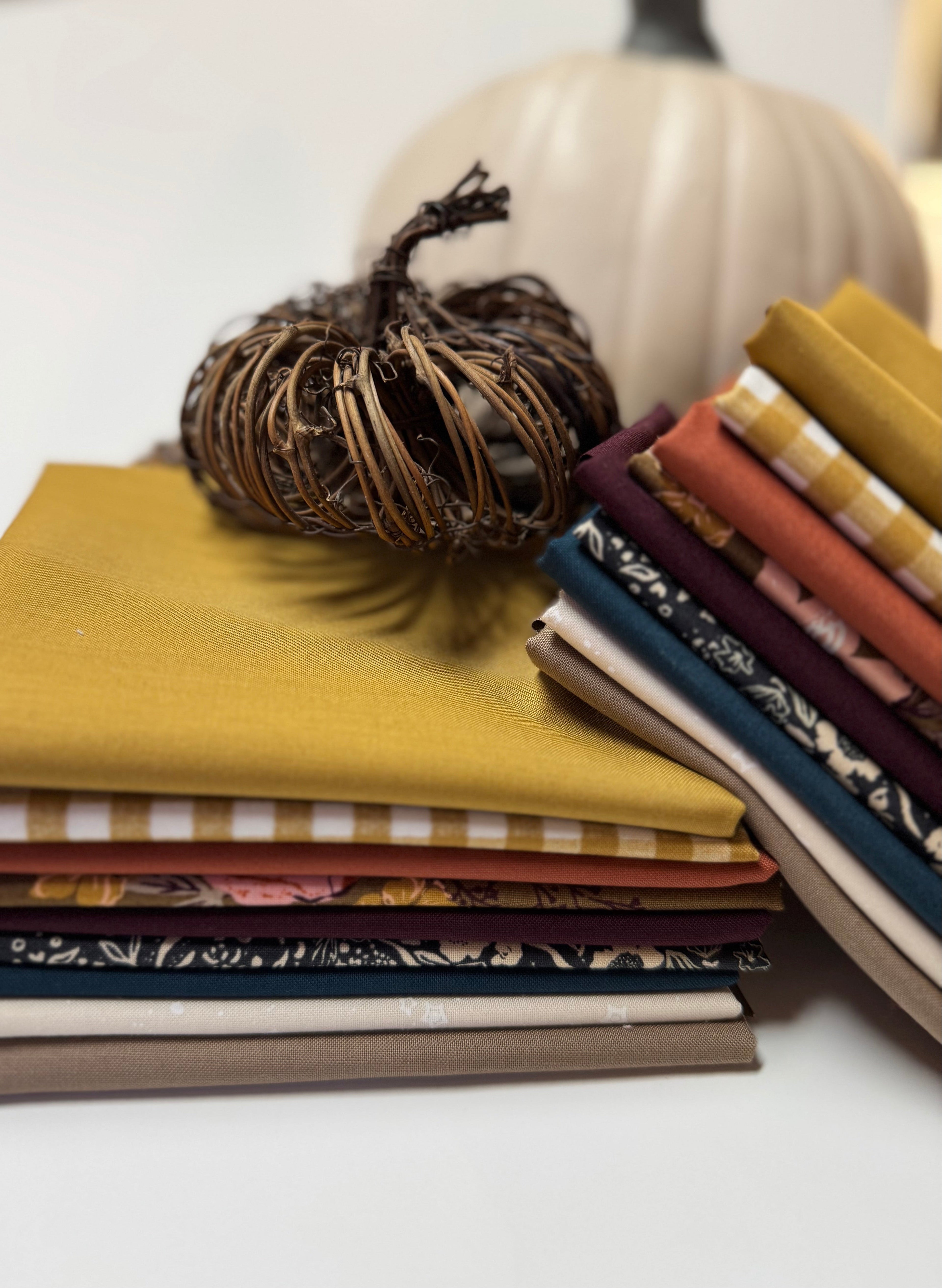 Tis’ Autumn Fat Quarter Bundle- 9 FQ | Moda Bella Solids + Foraged, Found & Hand Me Down