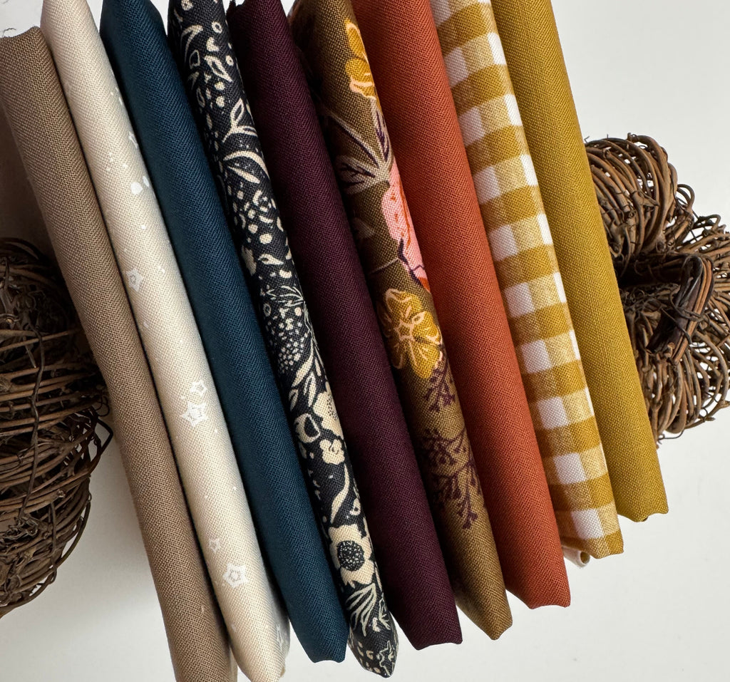Tis’ Autumn Fat Quarter Bundle- 9 FQ | Moda Bella Solids + Foraged, Found & Hand Me Down