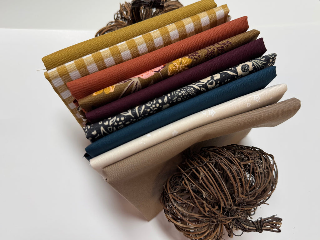 Tis’ Autumn Fat Quarter Bundle- 9 FQ | Moda Bella Solids + Foraged, Found & Hand Me Down