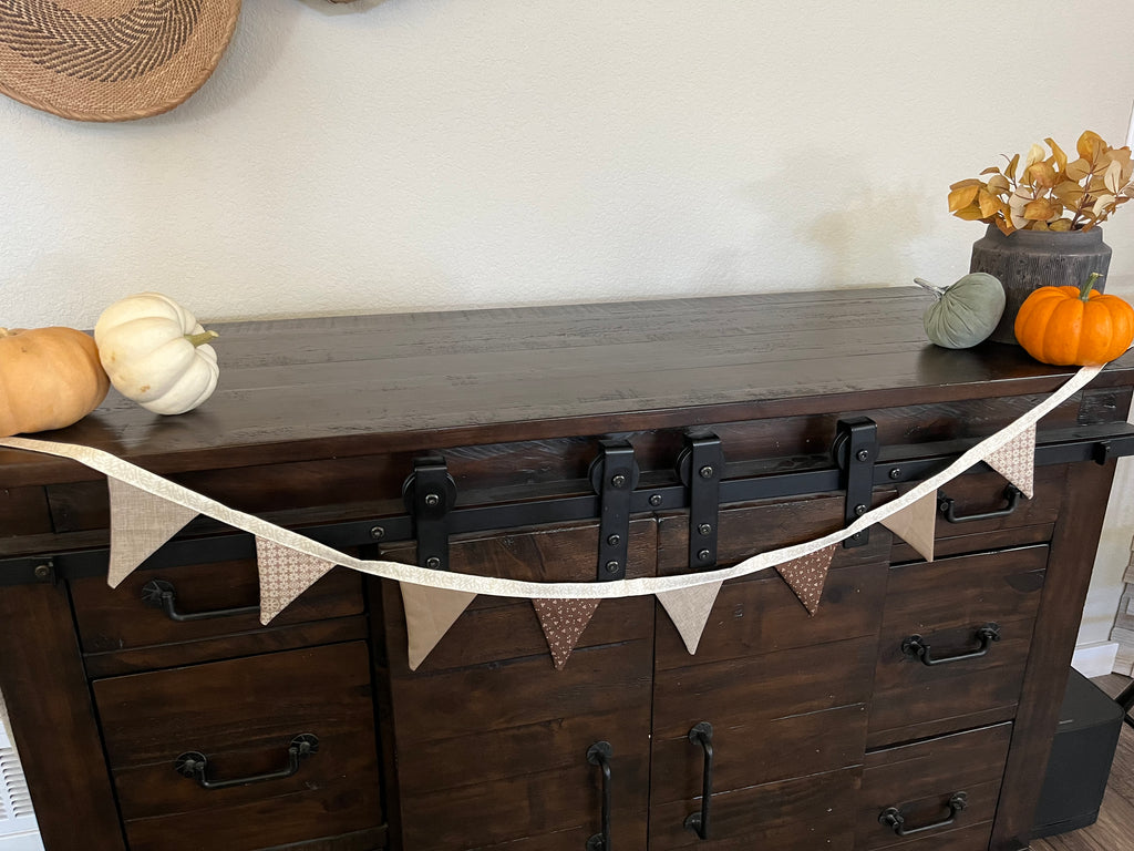 Scrappy Brown Small  Bunting - Neutral Fabric Banner