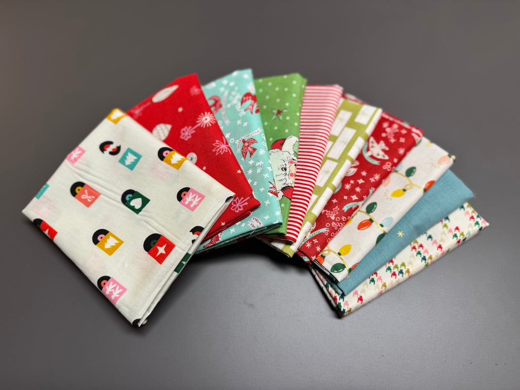 Joyful Sawtooth Stars Vintage Christmas Quilt Kit - Large Throw 68.5” x 68.5”