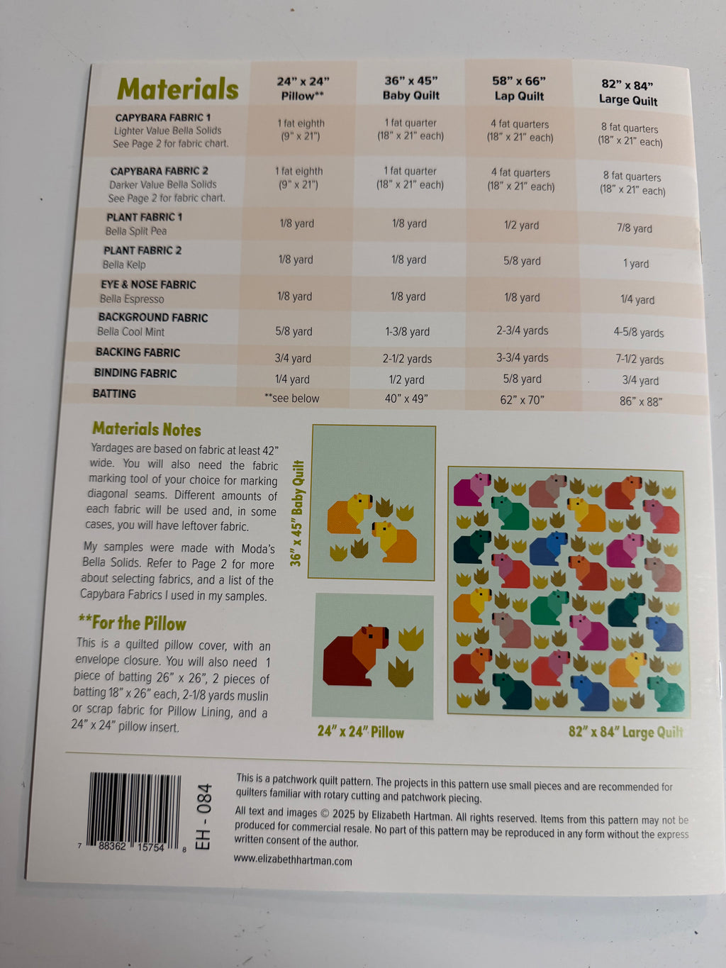 Capybara Club Printed Pattern- Elizabeth Hartman