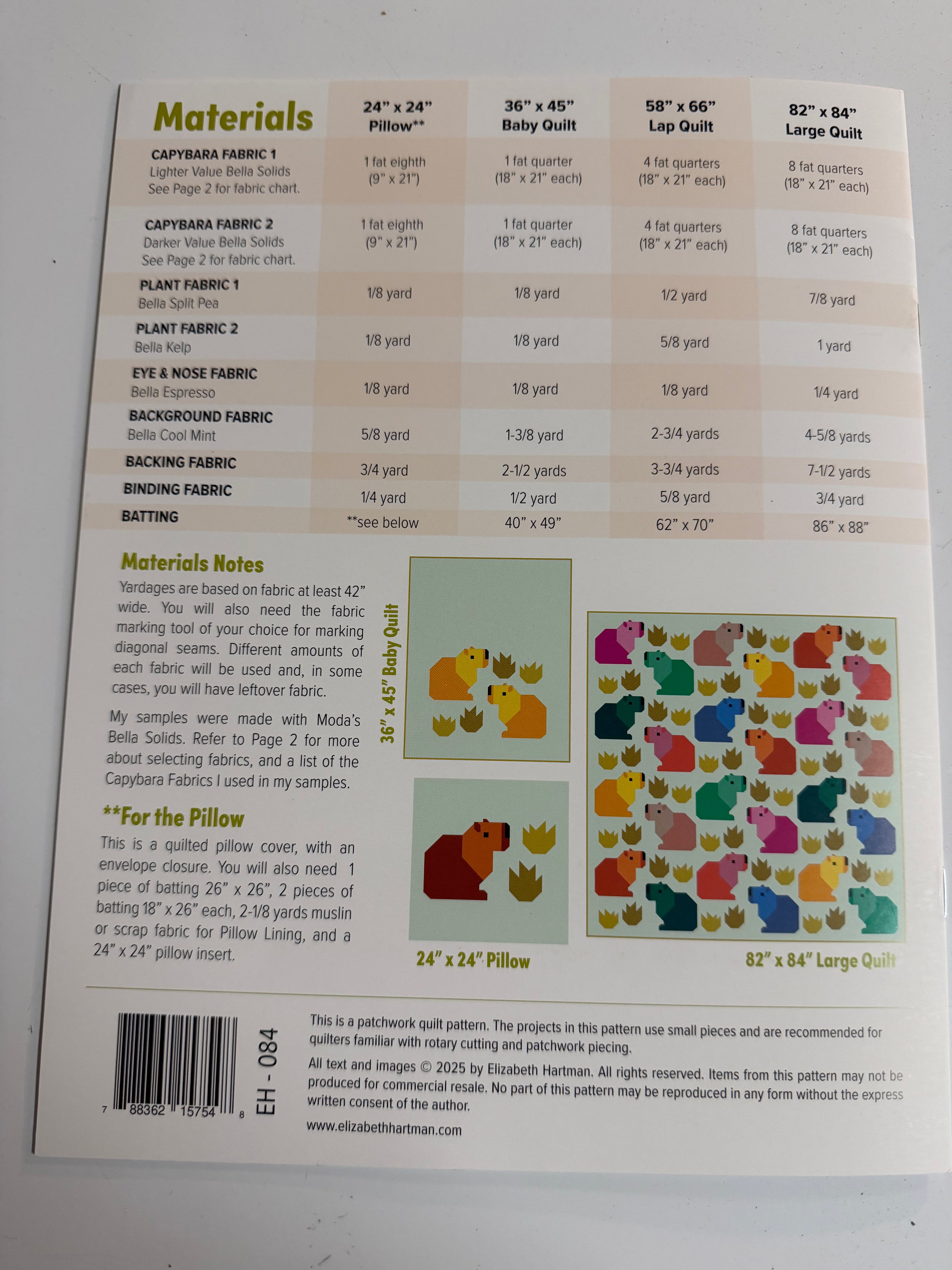 Capybara Club Printed Pattern- Elizabeth Hartman