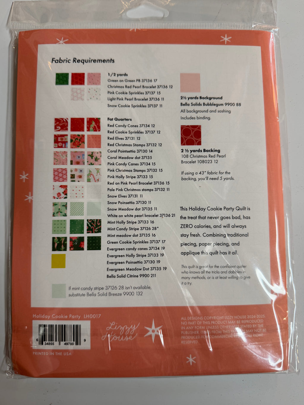 Holiday Cookie Party Printed Pattern- Lizzy House