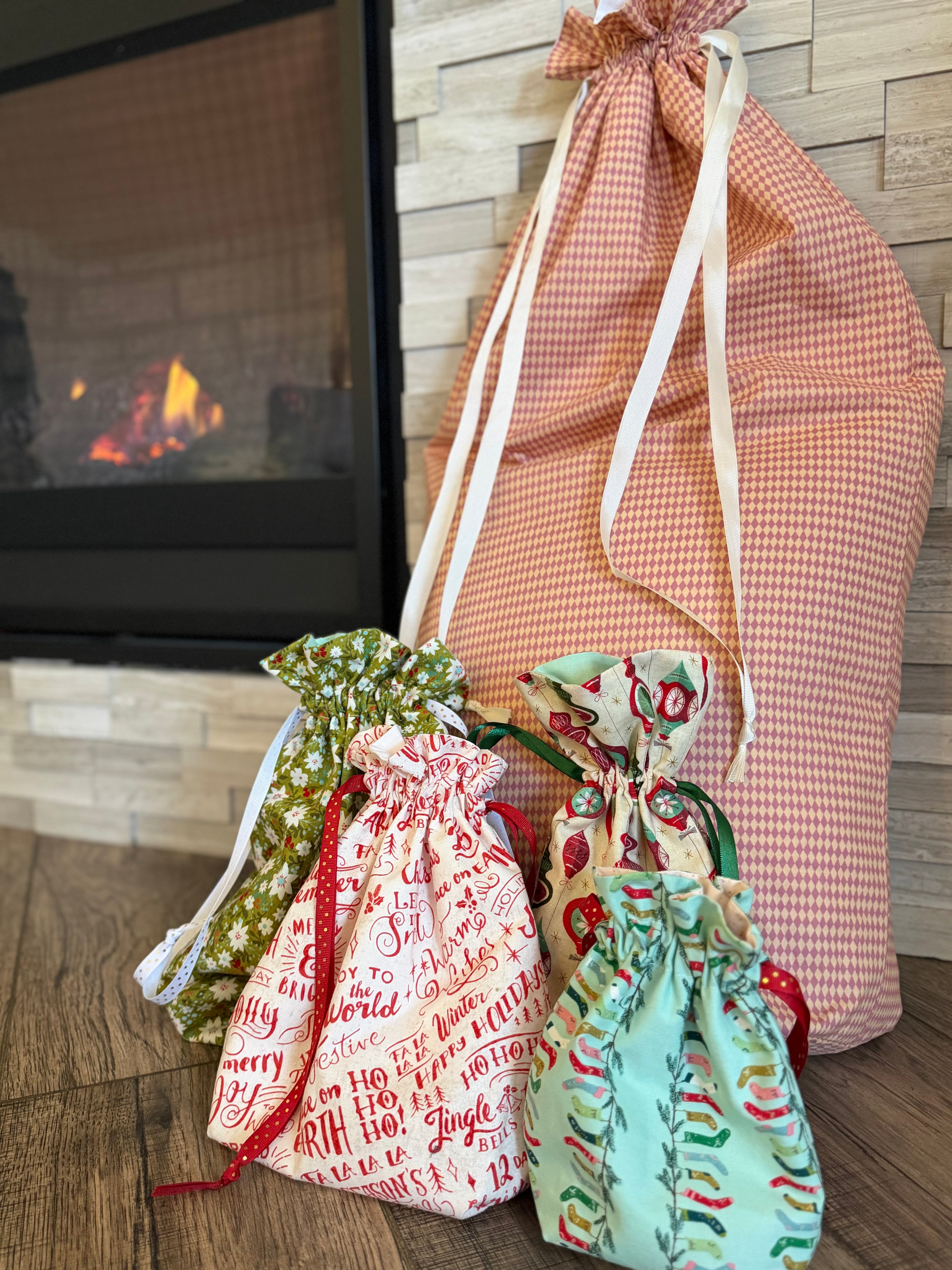 Reusable Lined Drawstring Fabric Gift Bag (Large “Santa Sack”) – Moda & Ruby Star Society