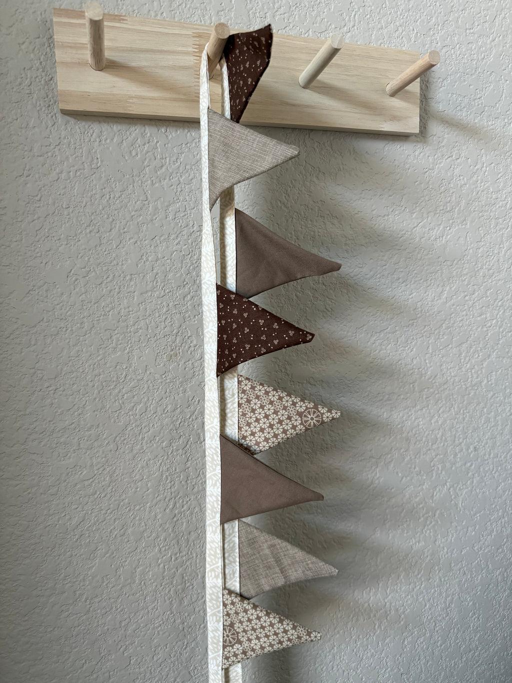 Scrappy Brown Small  Bunting - Neutral Fabric Banner