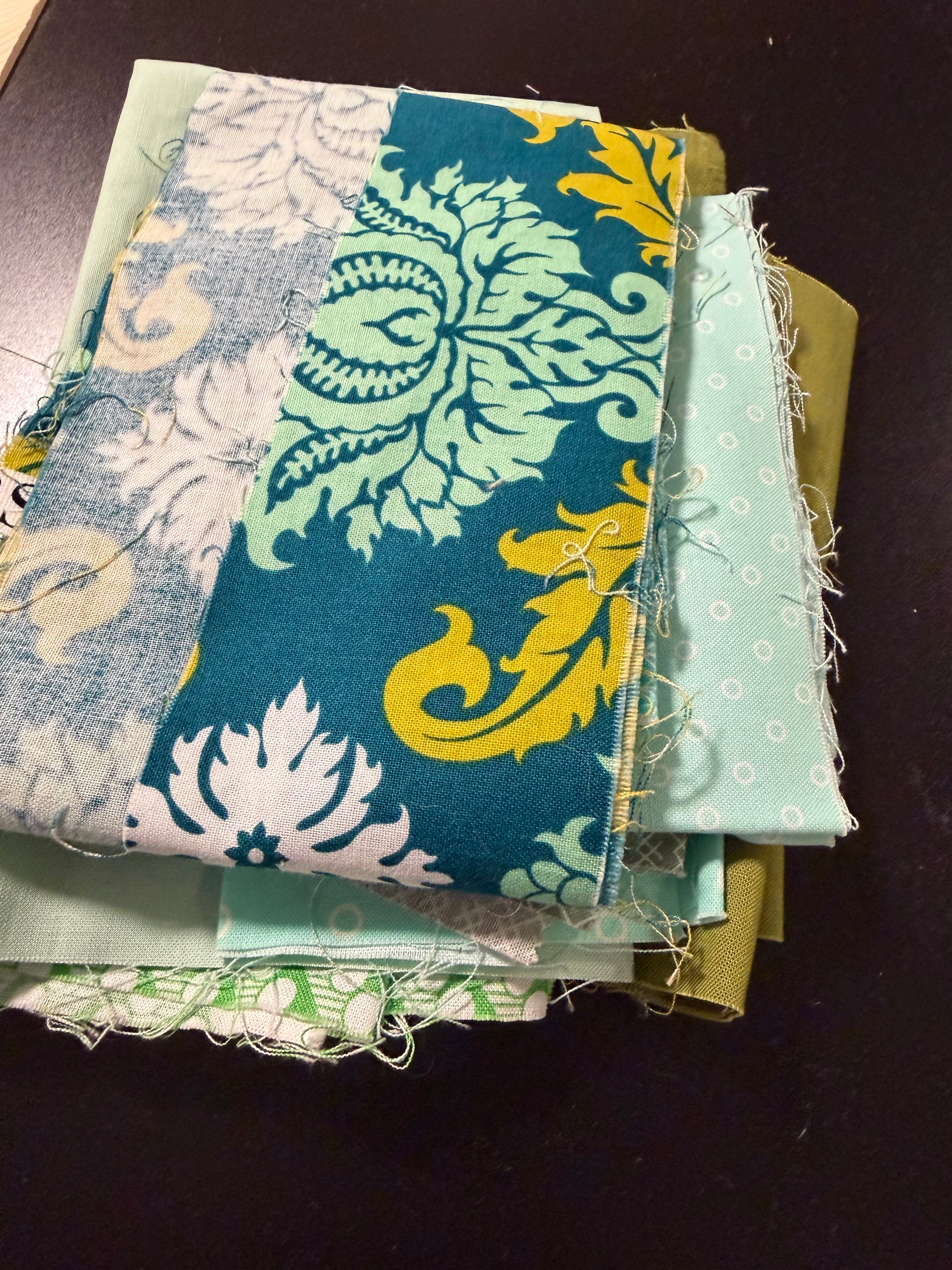 Green Scrap Bag - Designer Quilting Fabric in Fresh Shades