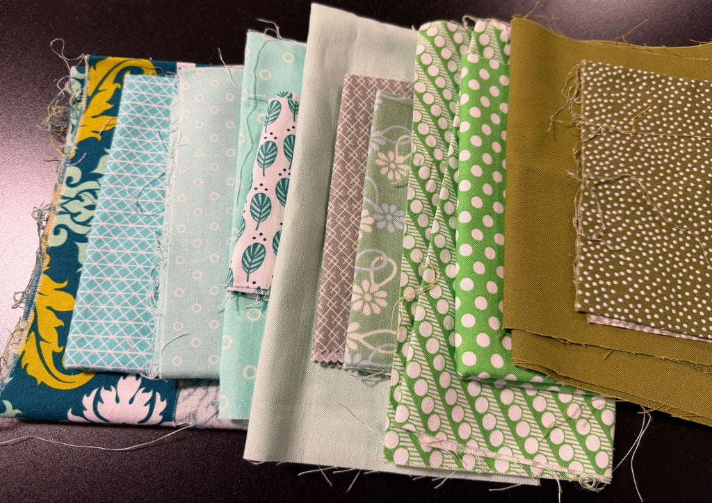 Green Scrap Bag - Designer Quilting Fabric in Fresh Shades