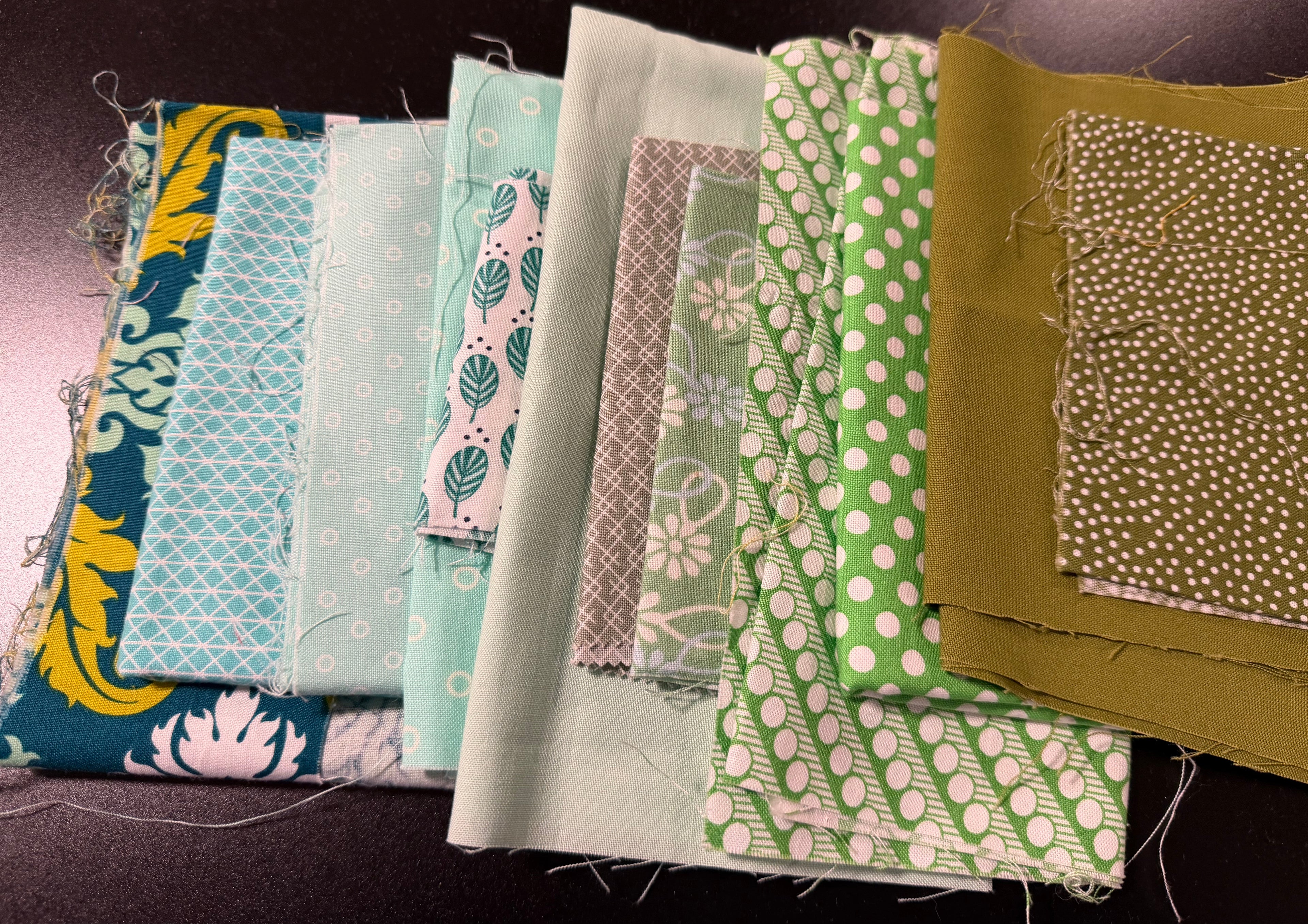 Green Scrap Bag - Designer Quilting Fabric in Fresh Shades