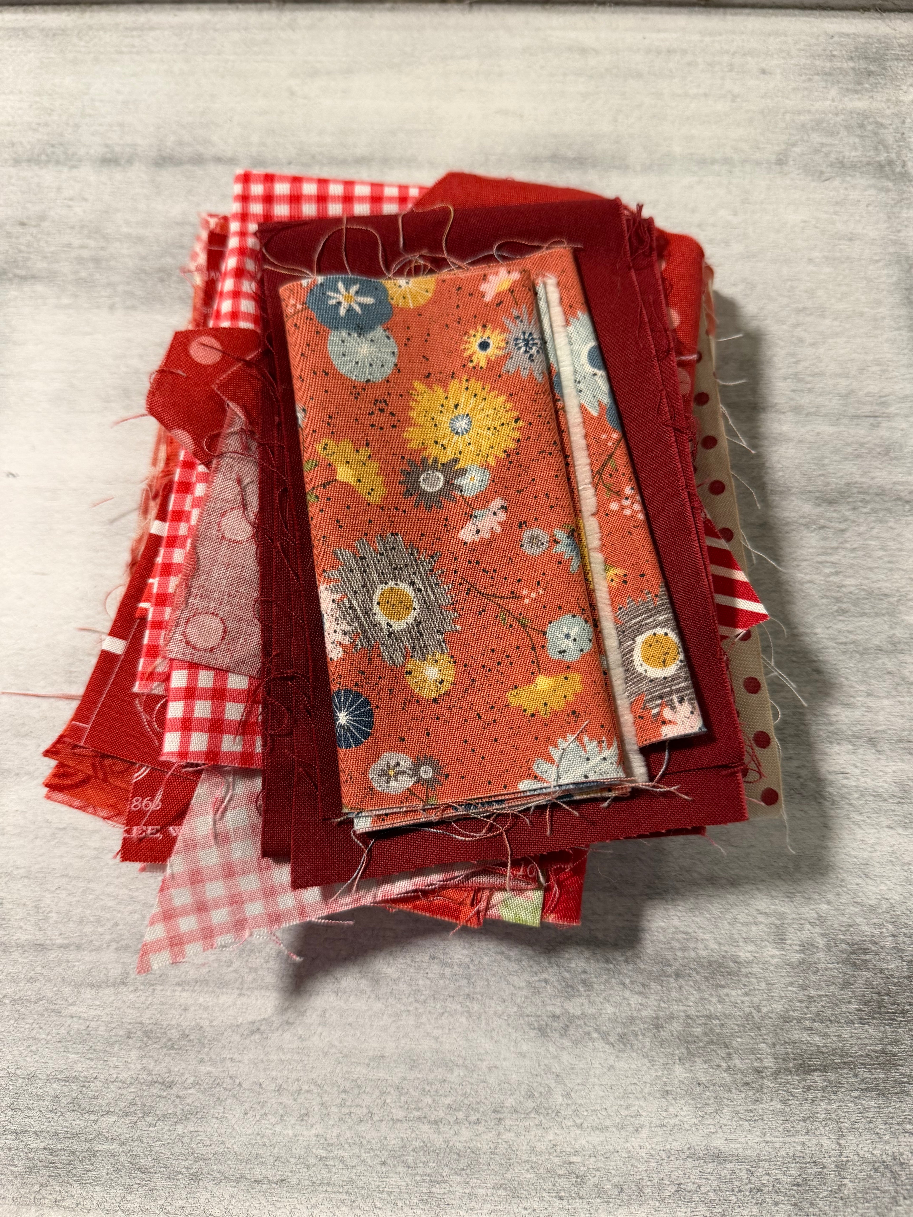 Red Scrap Bag - Designer Quilting Fabric in Warm Shades
