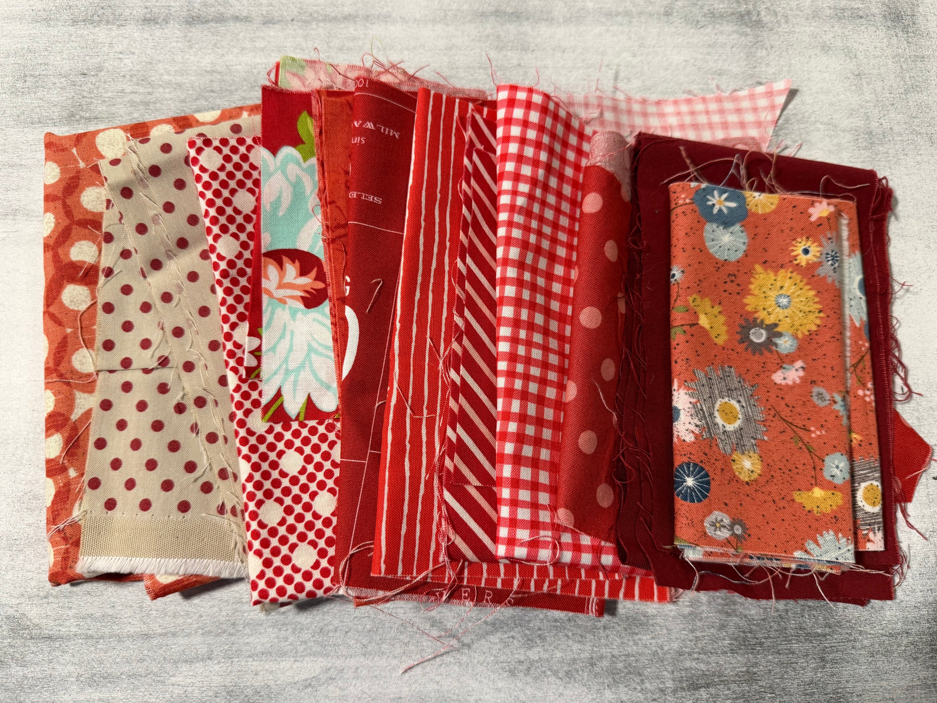Red Scrap Bag - Designer Quilting Fabric in Warm Shades