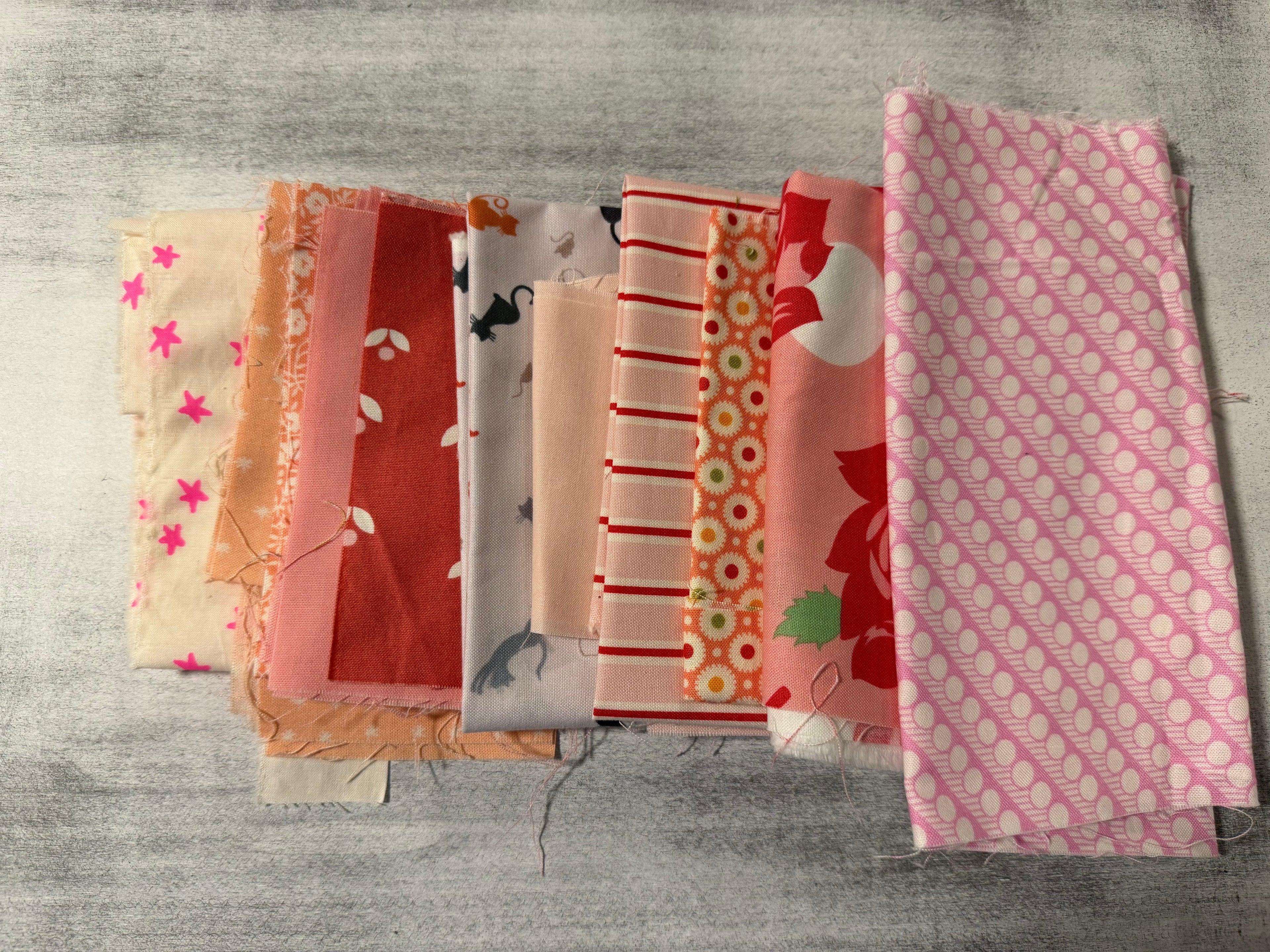 Pink Scrap Bag - Designer Quilting Fabric in Pastel Shades
