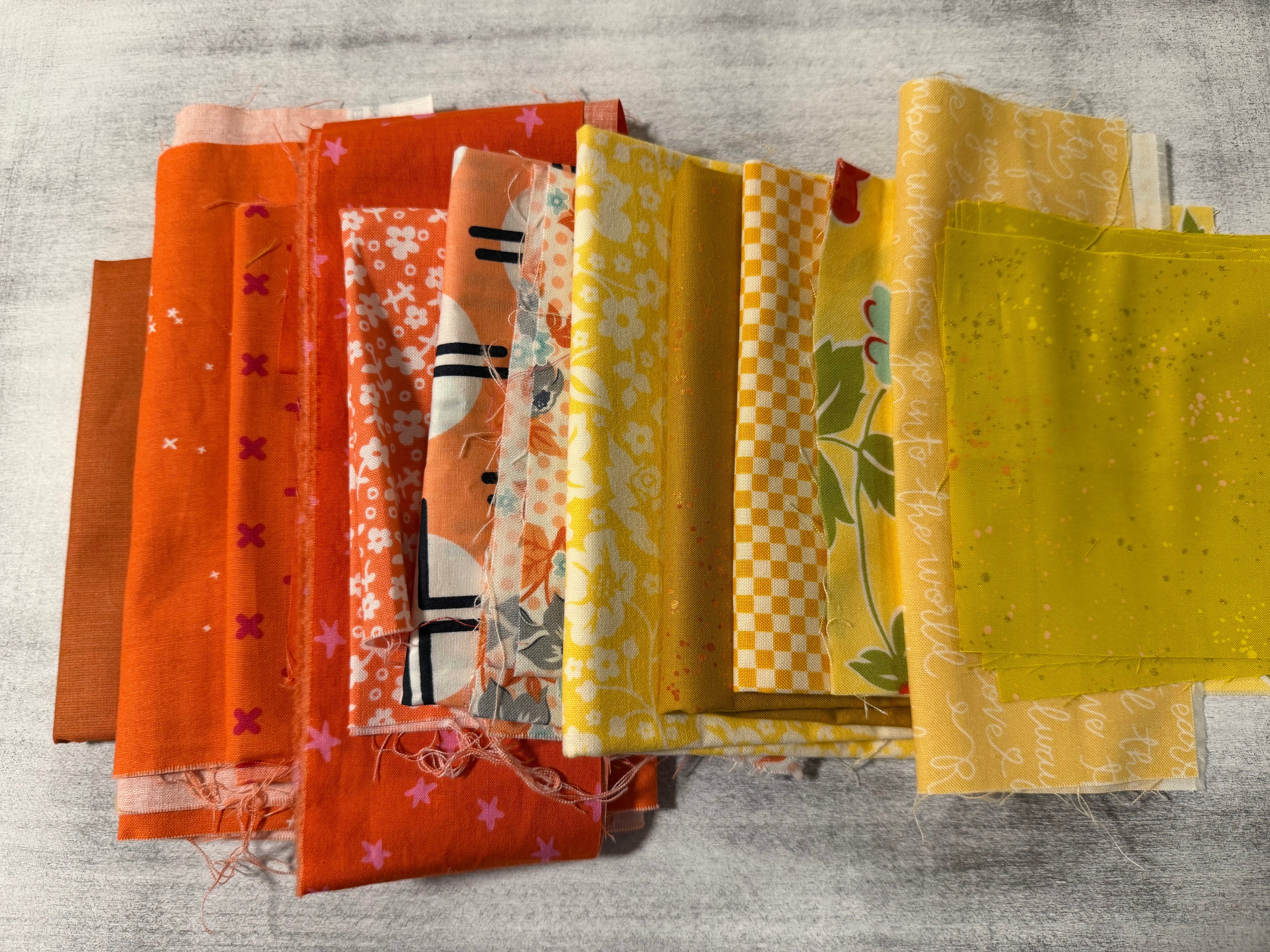 Sunshine Scrap Pack- 10.7oz Yellow & Orange Designer Fabric Bundle