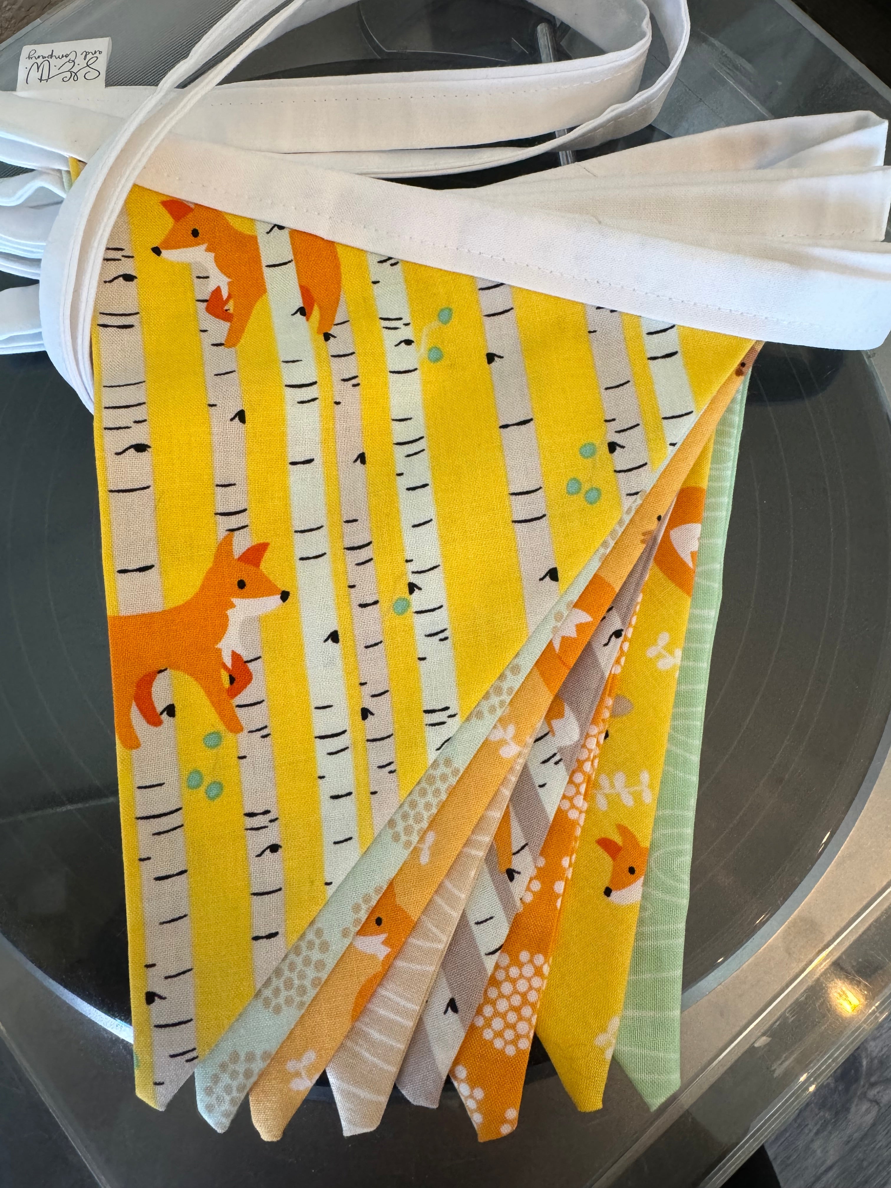 Fox Large Bunting - Adorable Woodland Fox Print I’m Yellow, Orange, Mint & Grey
