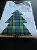 Tree Appliqué Baby Onesie - Handmade Plaid Holiday Bodysuit