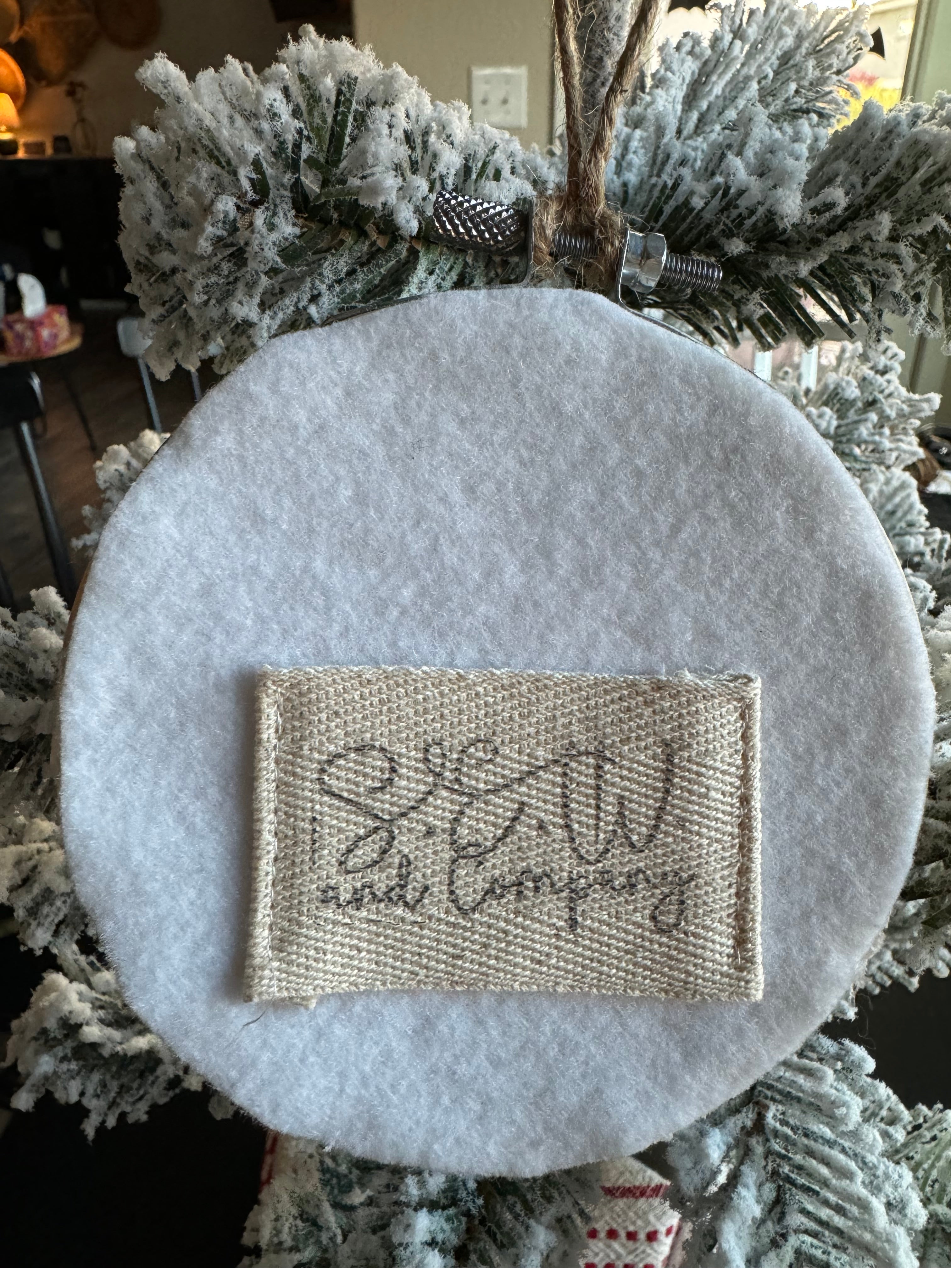 Emmanuel Embroidery Hoop Ornament - Handmade Floral Christmas Decor