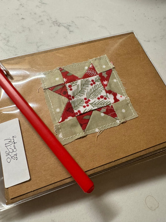 Quilting Block Greeting Card Set- Handmade Christmas Quilt Block Cards (Set of 6)