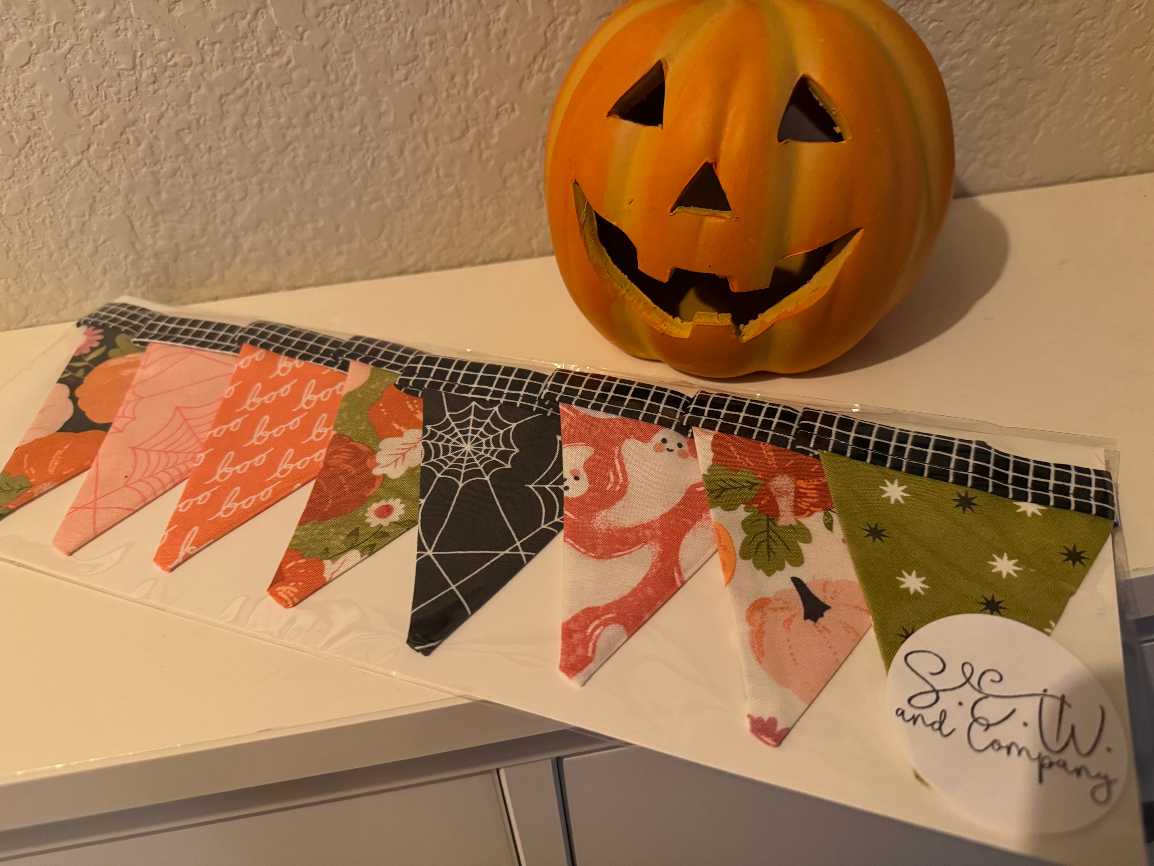 Hey Boo Small Bunting | Halloween Fabric Garland | Lella Boutique