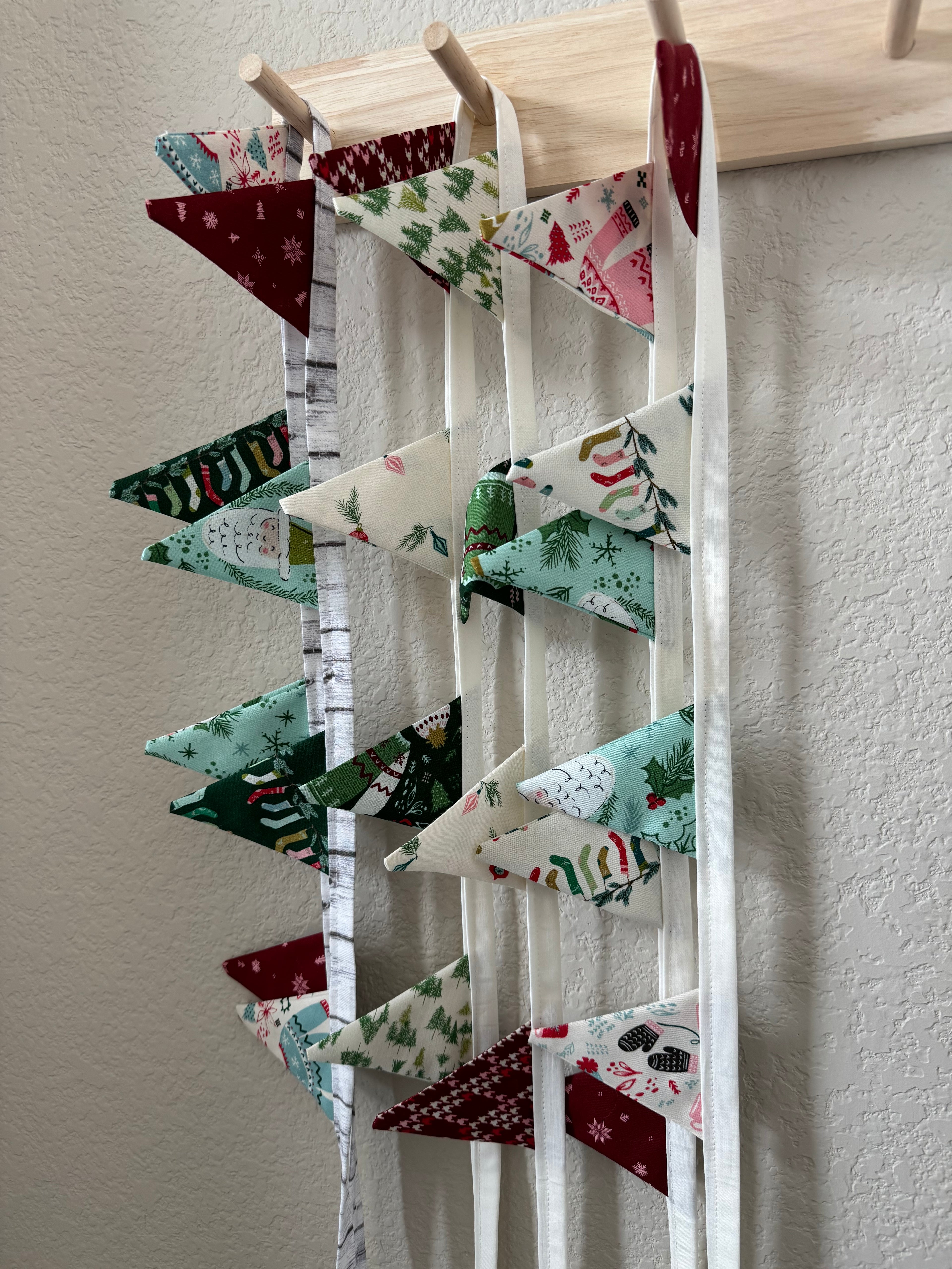 Cozy Small Bunting - “Cozy Wonderland” with Wood Grain Ties (Version C)