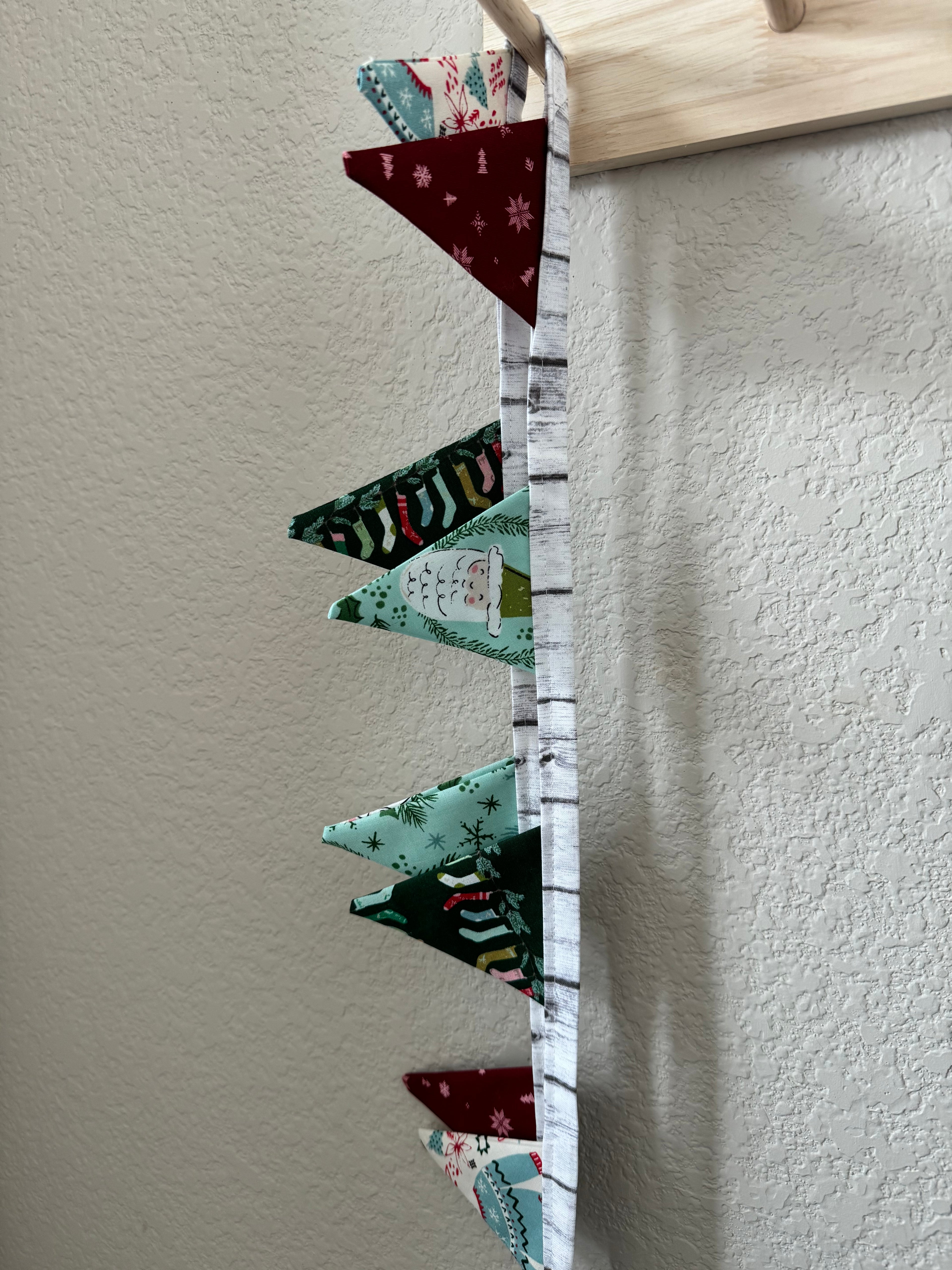 Cozy Small Bunting - “Cozy Wonderland” with Wood Grain Ties (Version C)