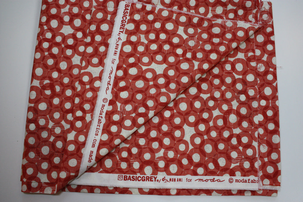 Mon Ami Fabric Cut - 52” x WOF, Red Circle Print by BasicGrey for Moda