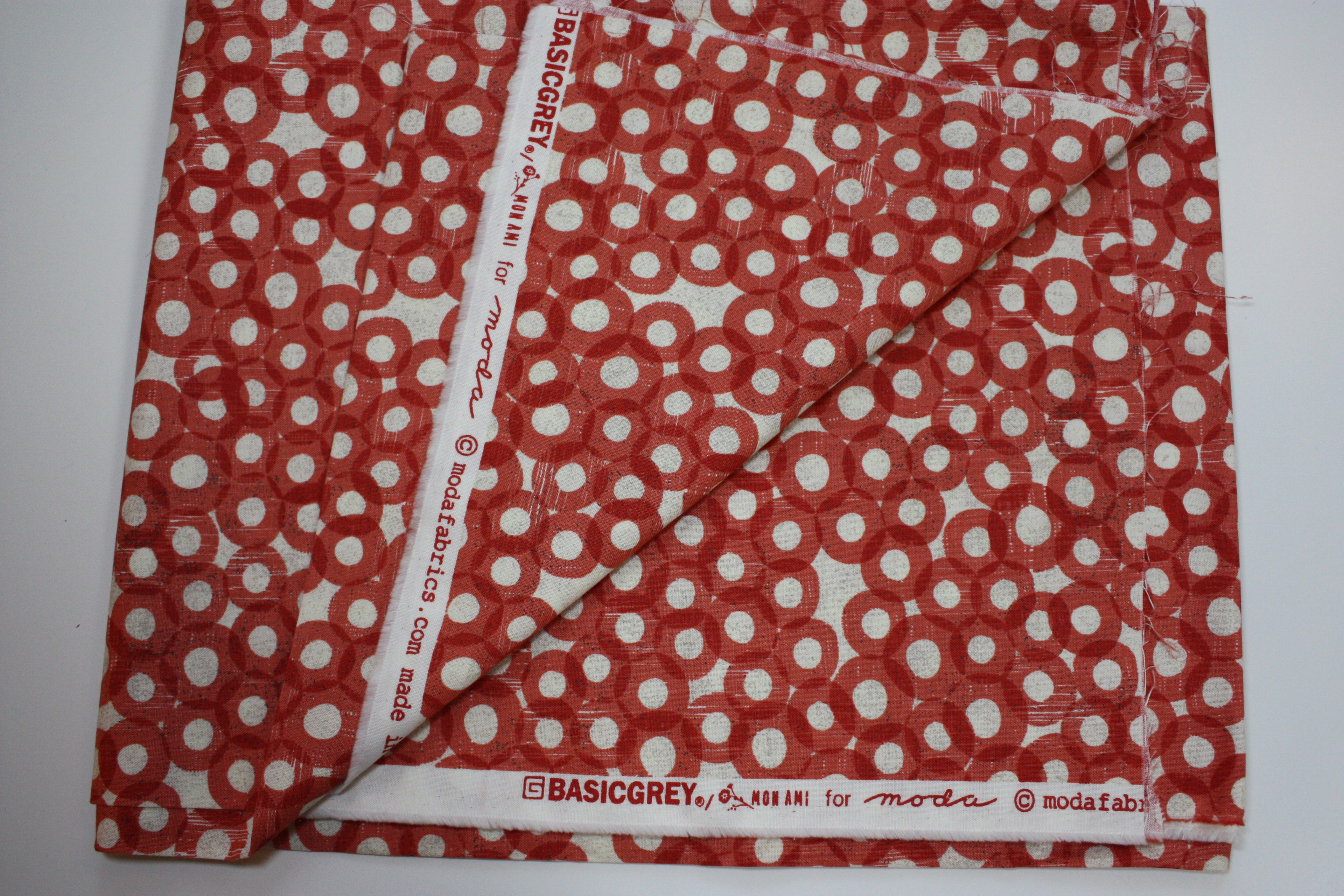 Mon Ami Fabric Cut - 52” x WOF, Red Circle Print by BasicGrey for Moda