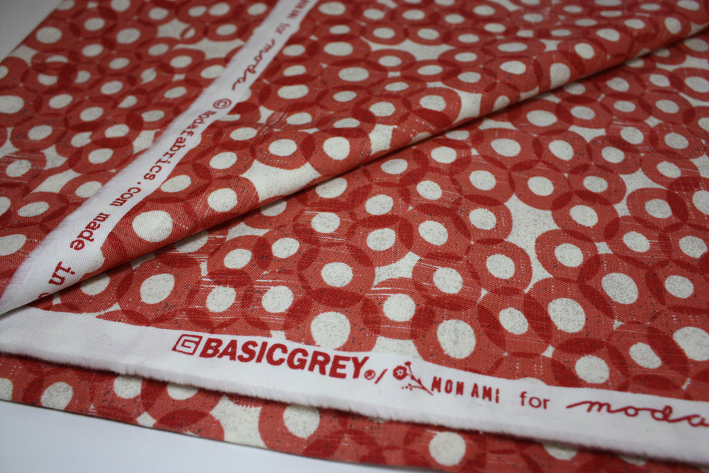 Mon Ami Fabric Cut - 52” x WOF, Red Circle Print by BasicGrey for Moda
