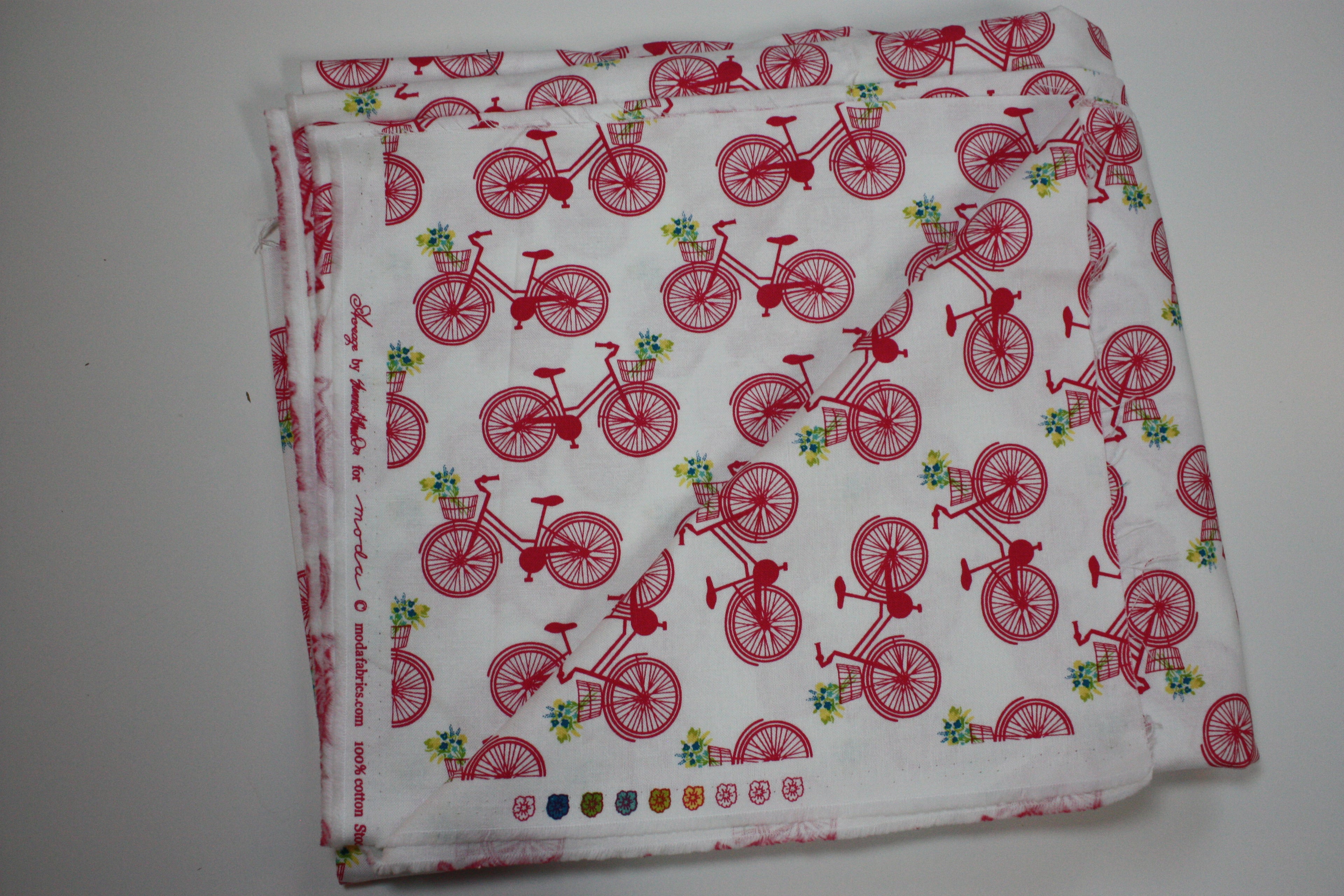Acreage Fabric Cut - 2 Yards, Pink Bicycle Print by Shannon Gilman Orr for Moda