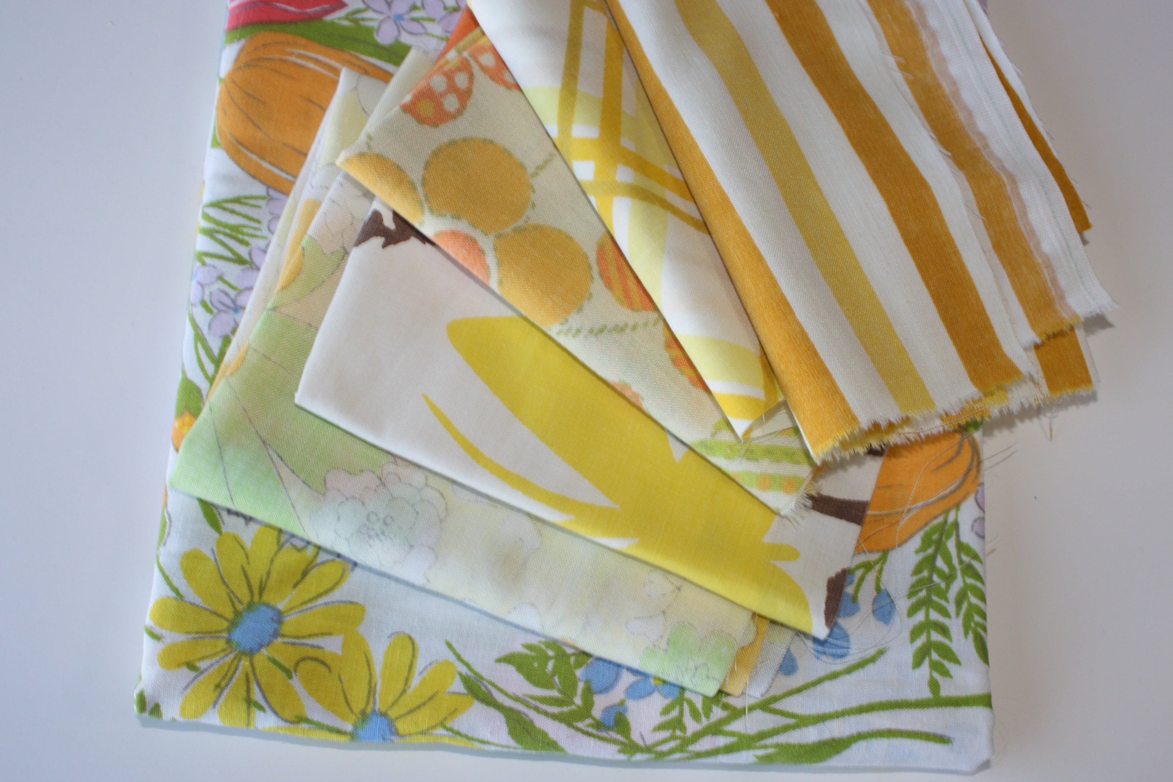 Vintage Sheet Scrap Bag Yellow