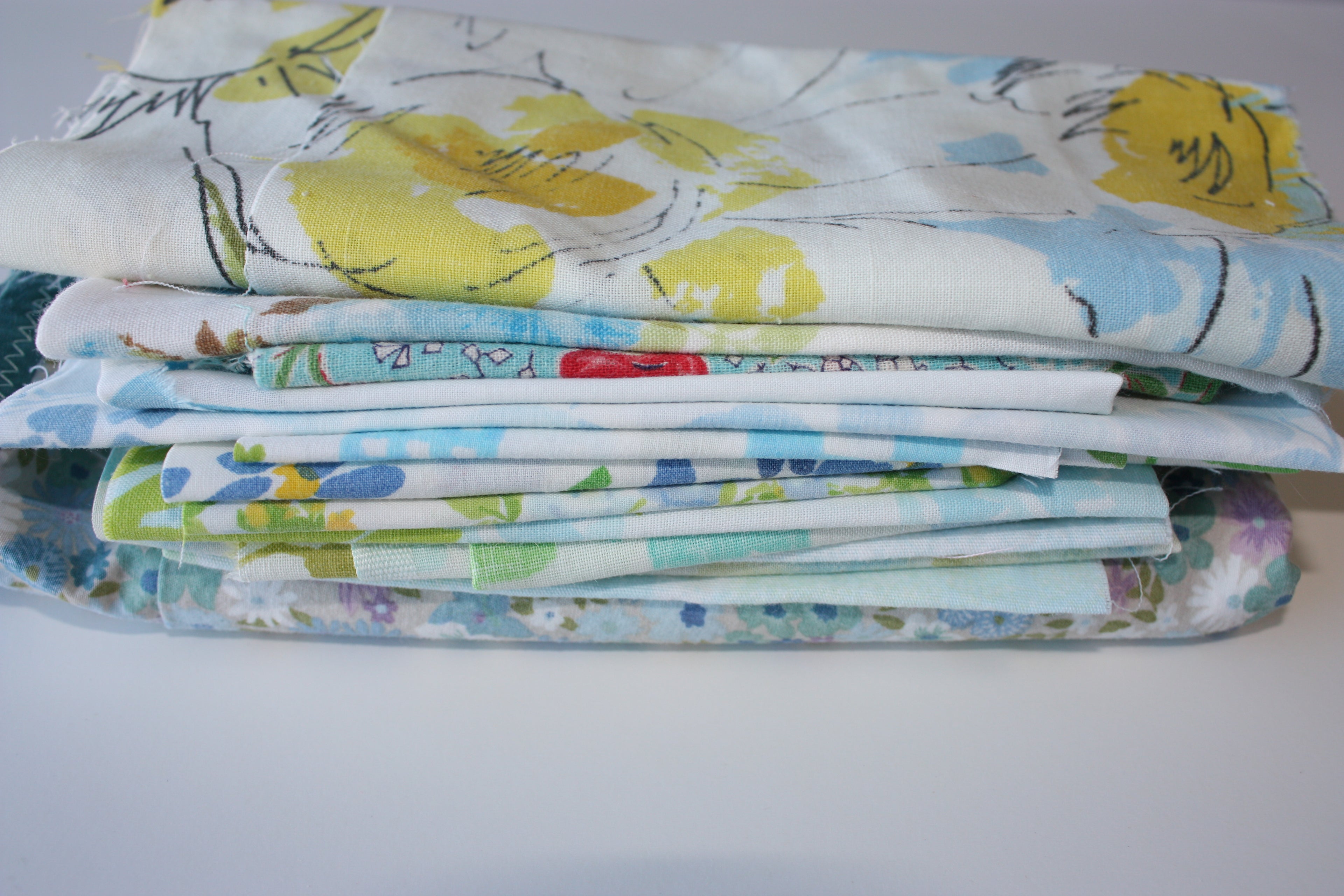 Vintage Sheet Scrap Bag - Blue Hues