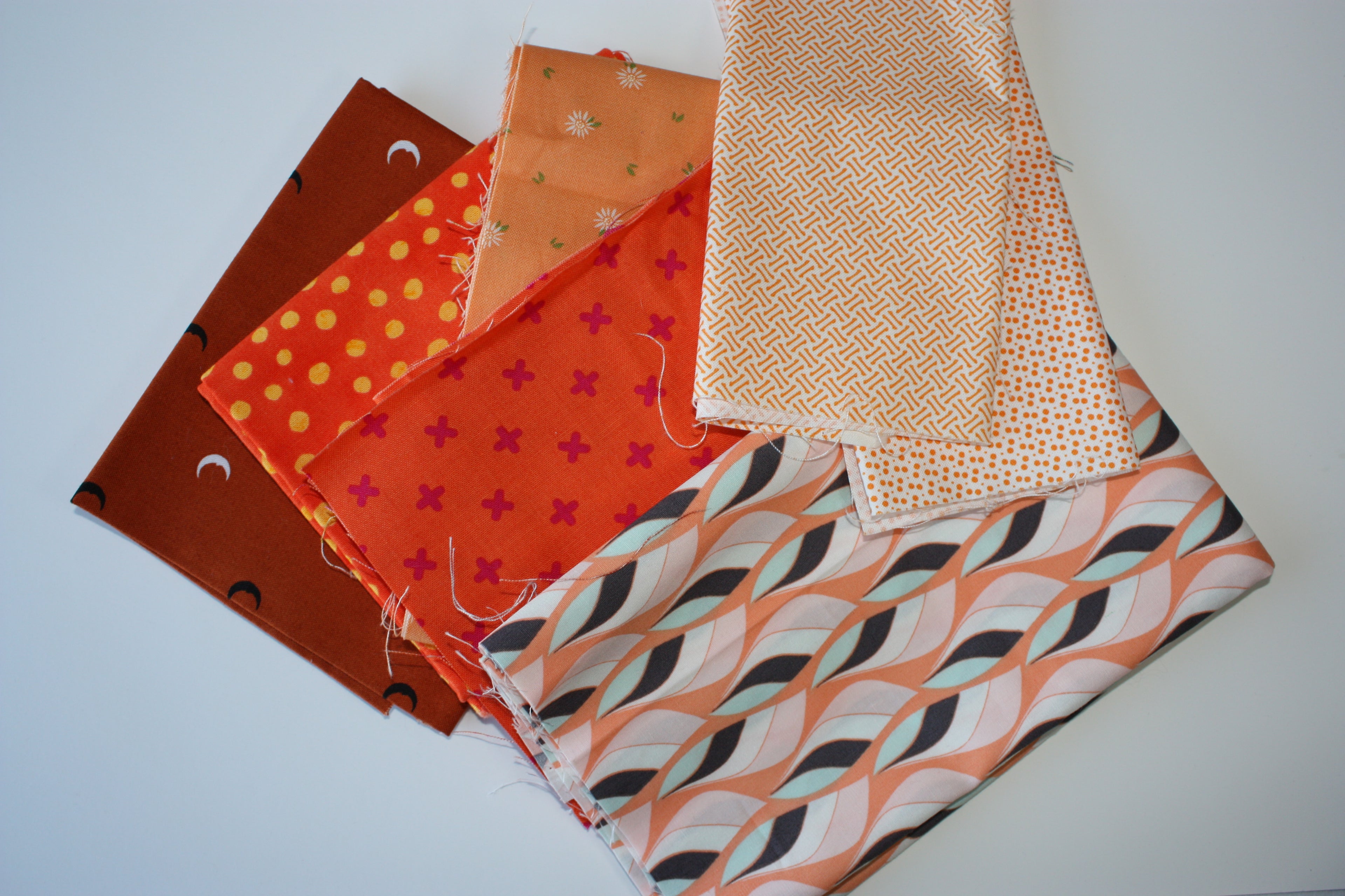 Orange Scrap Bag - Curated Designer Quilting Fabric in Warm Citrus Tones