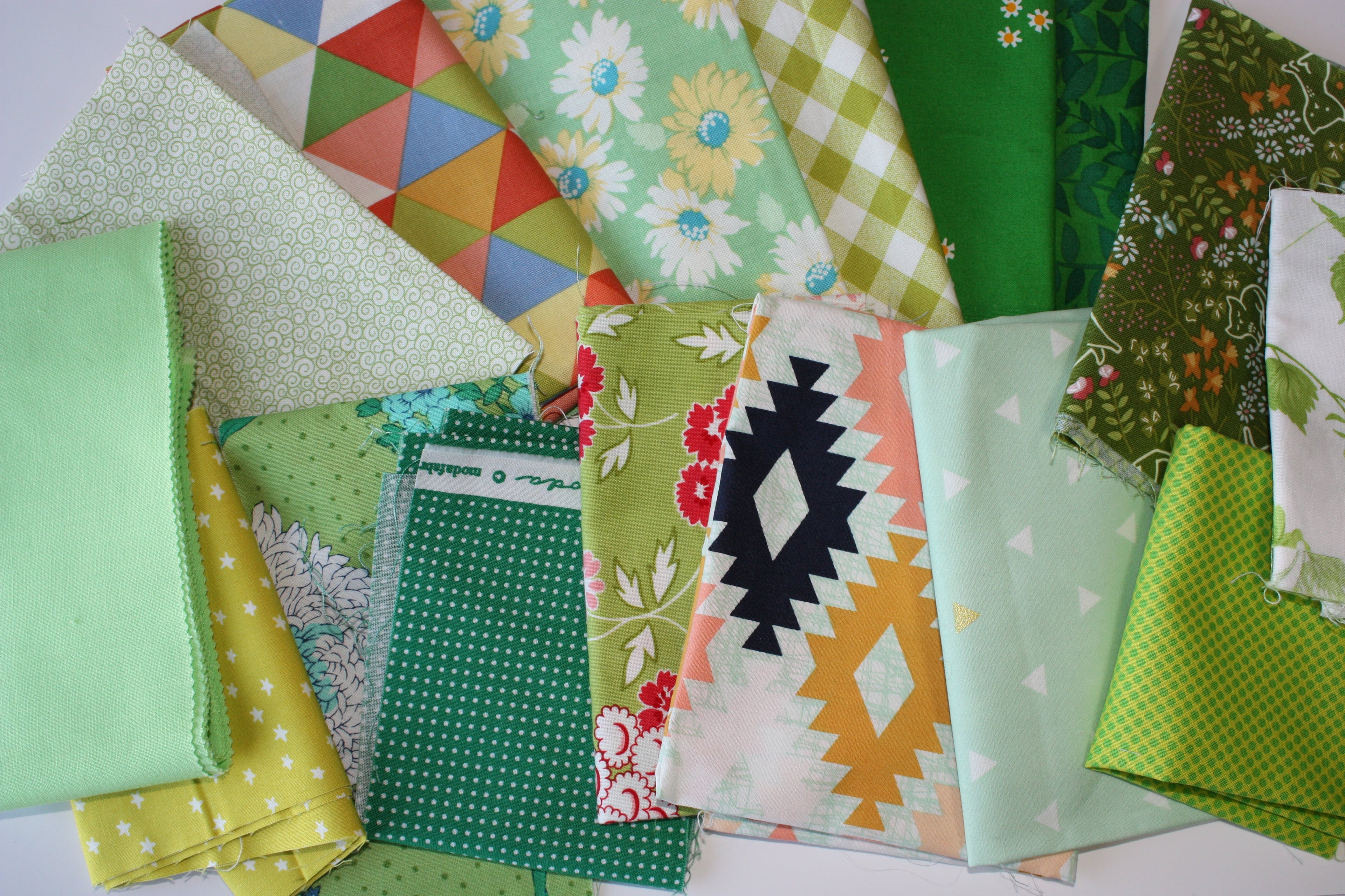 Green Scrap Bag - Designer Quilting Fabric in Fresh Shades