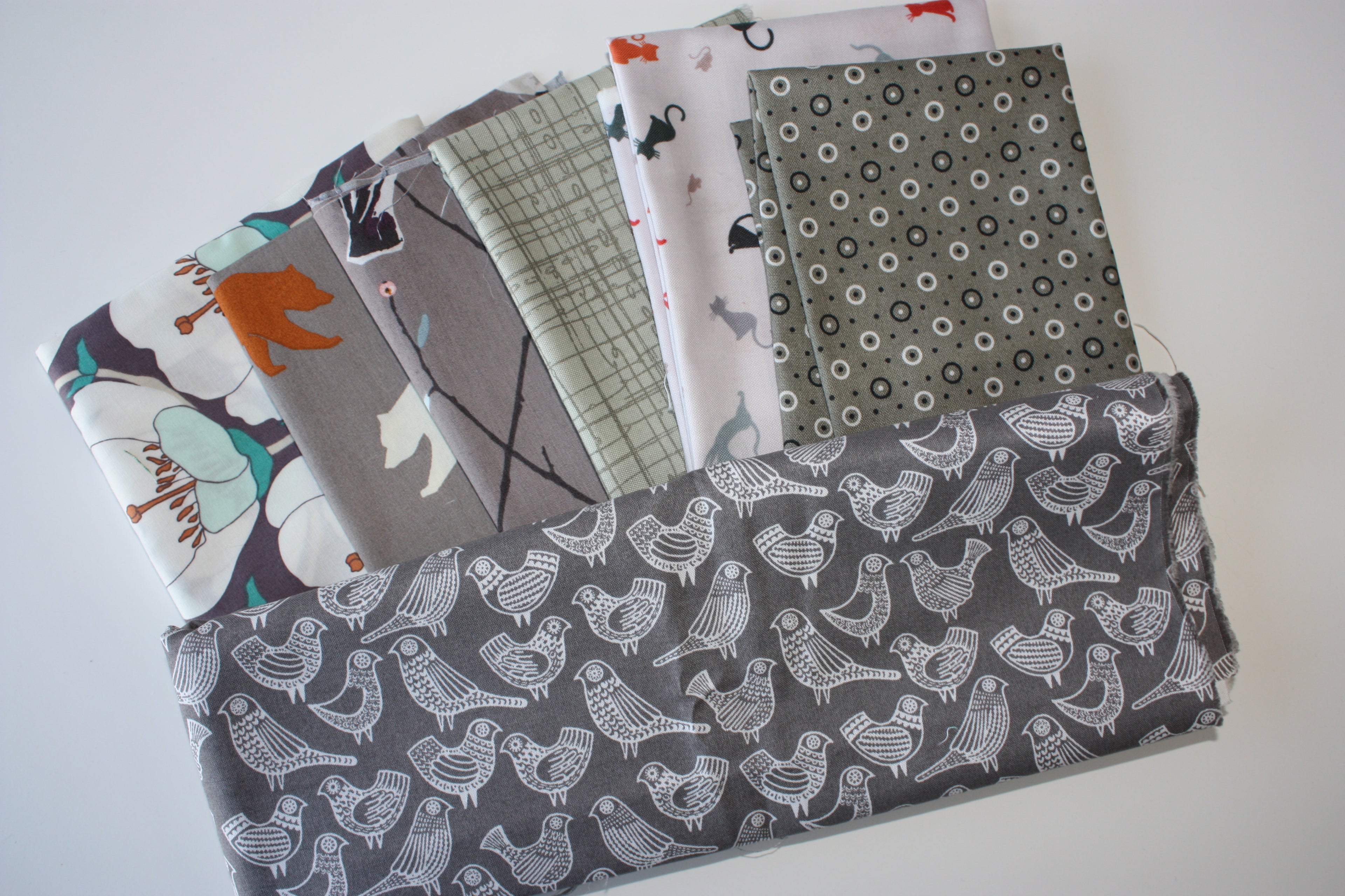Gray Scrap Bag - Designer Neutral Fabric Mix