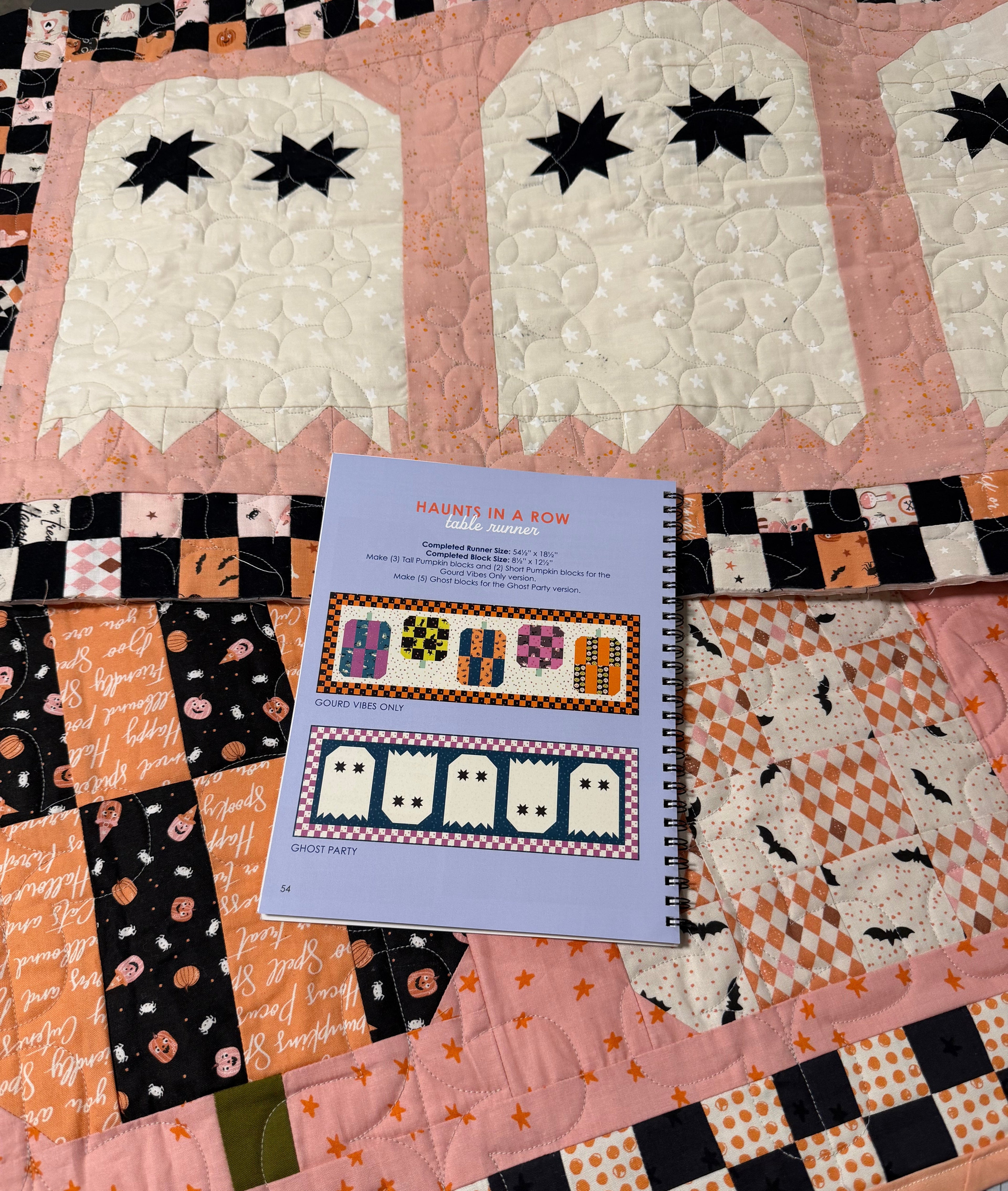 Purrs & Boos Ghost Party Table Runner Kit | Copper Kettle Quilt Company