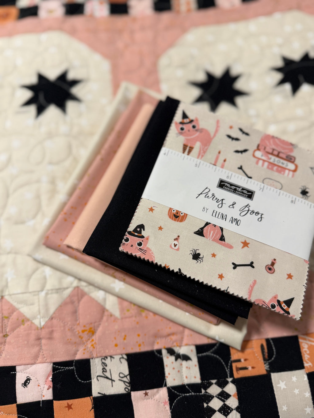 Purrs & Boos Ghost Party Table Runner Kit | Copper Kettle Quilt Company