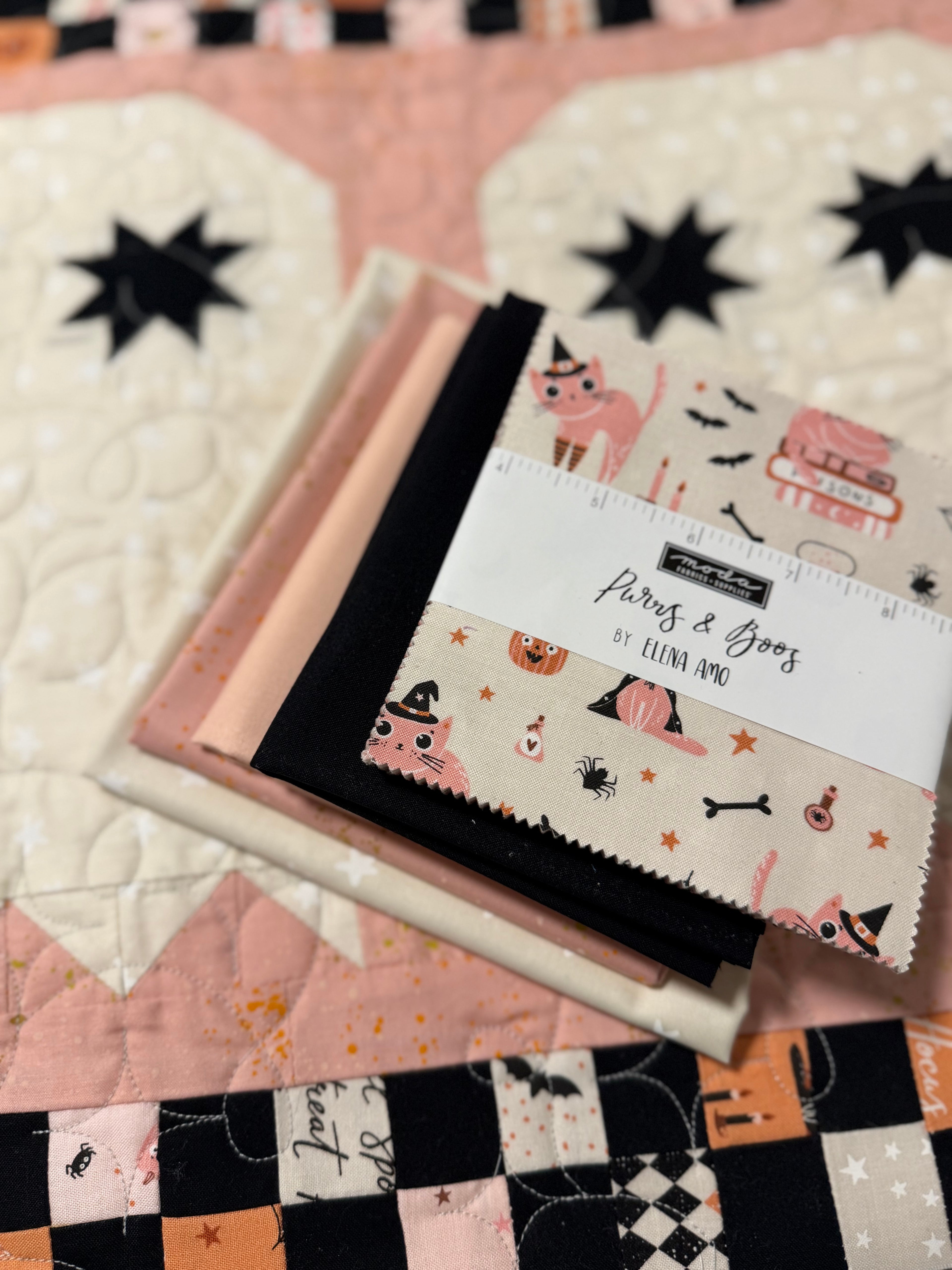 Purrs & Boos Ghost Party Table Runner Kit | Copper Kettle Quilt Company
