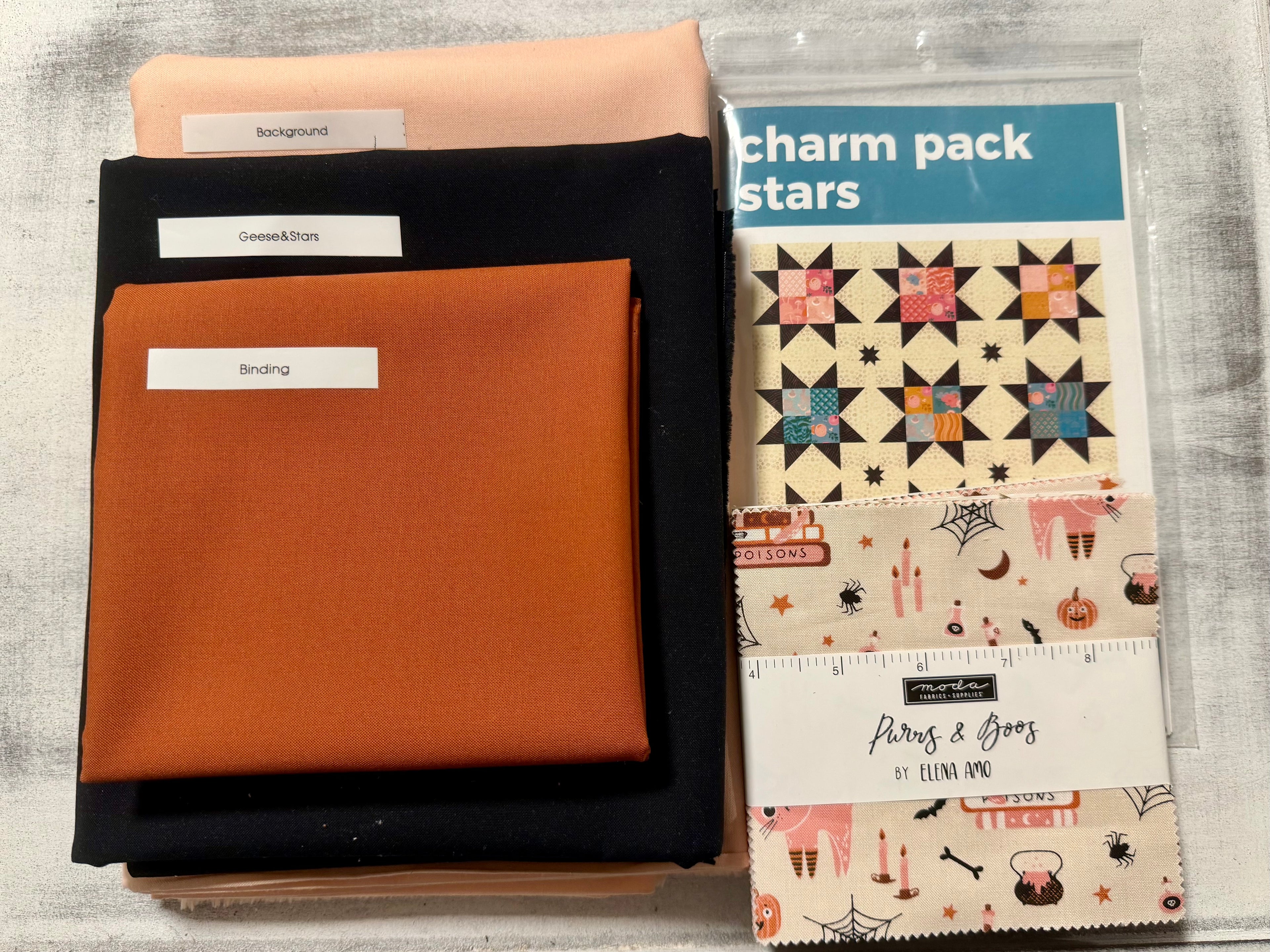 Purrs and Boos Charm Pack Stars Kit | Moda Fabrics | Allison Ramsing