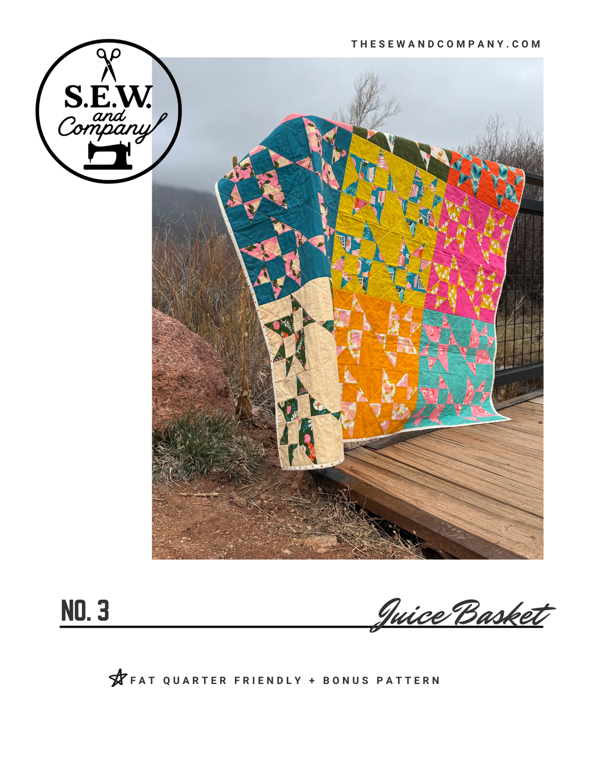 Juice Basket Quilt Pattern – Modern PDF Pattern, Fat Quarter Friendly