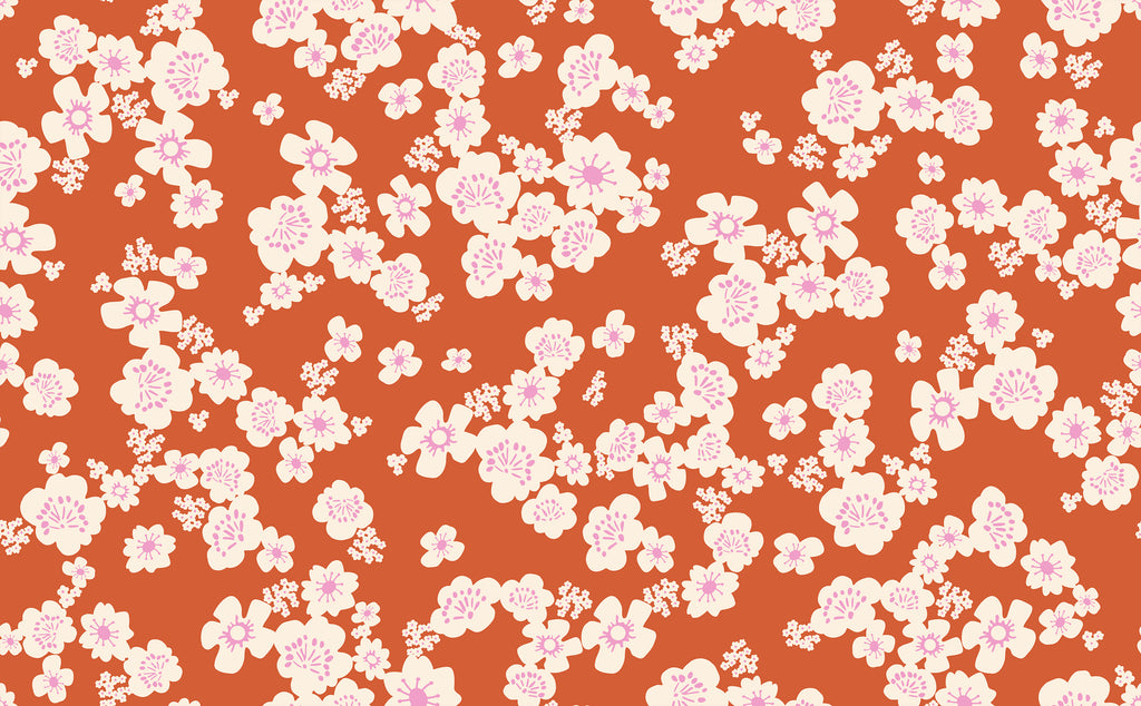 PREORDER Paper Cuts 2 - Hana Florals Retro Hawaiian in Persimmon