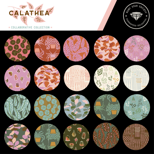 4 Yd Backing Calathea Fiddle Leaf Novelty Floral Soft Blue |Ruby Star Society Collaboration