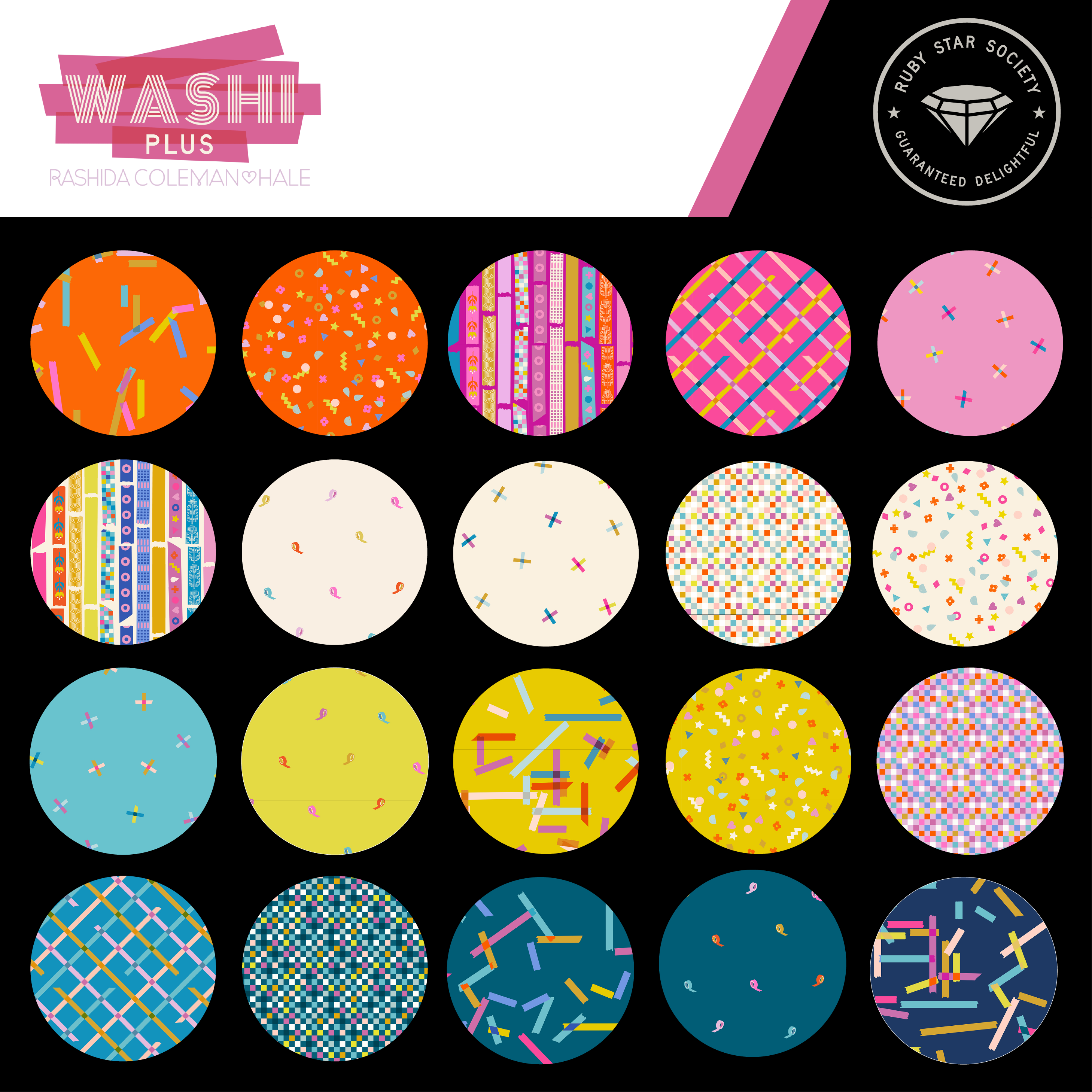 Washi Plus Mini Charm Pack – 2.5” Squares by Rashida Coleman-Hale for Ruby Star Society