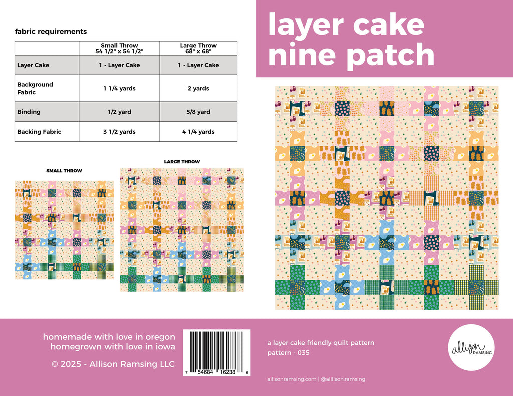 *NEW PATTERN* Layer Cake Nine Patch Quilt Pattern - Printed