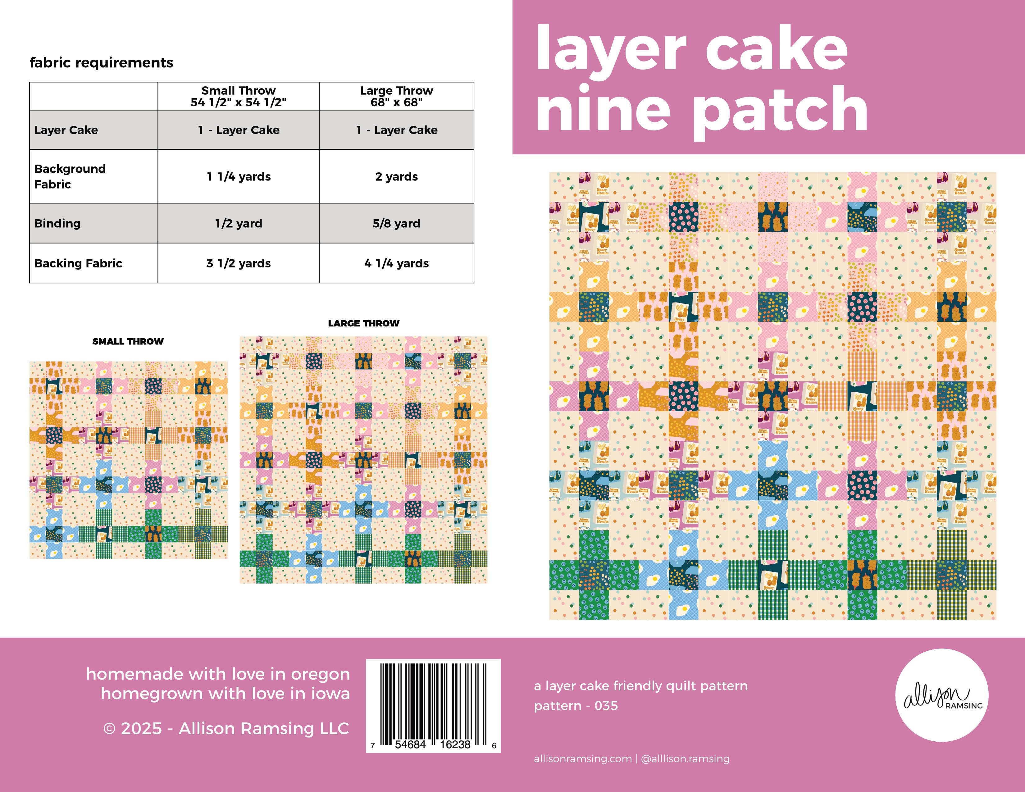 *NEW PATTERN* Layer Cake Nine Patch Quilt Pattern - Printed