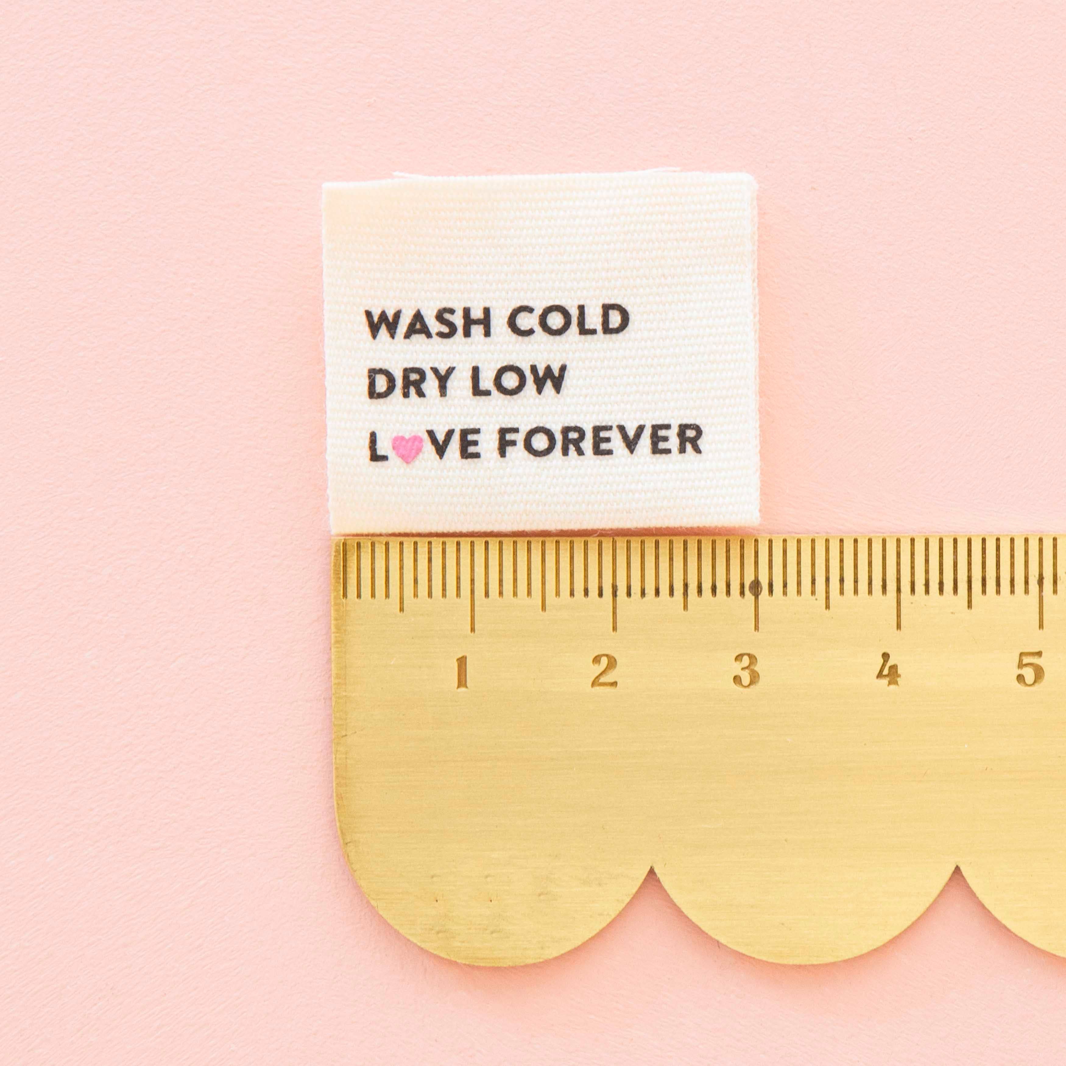 Wash Cold Dry Low Organic Cotton Sewing and Quilting Labels - Sarah Hearts